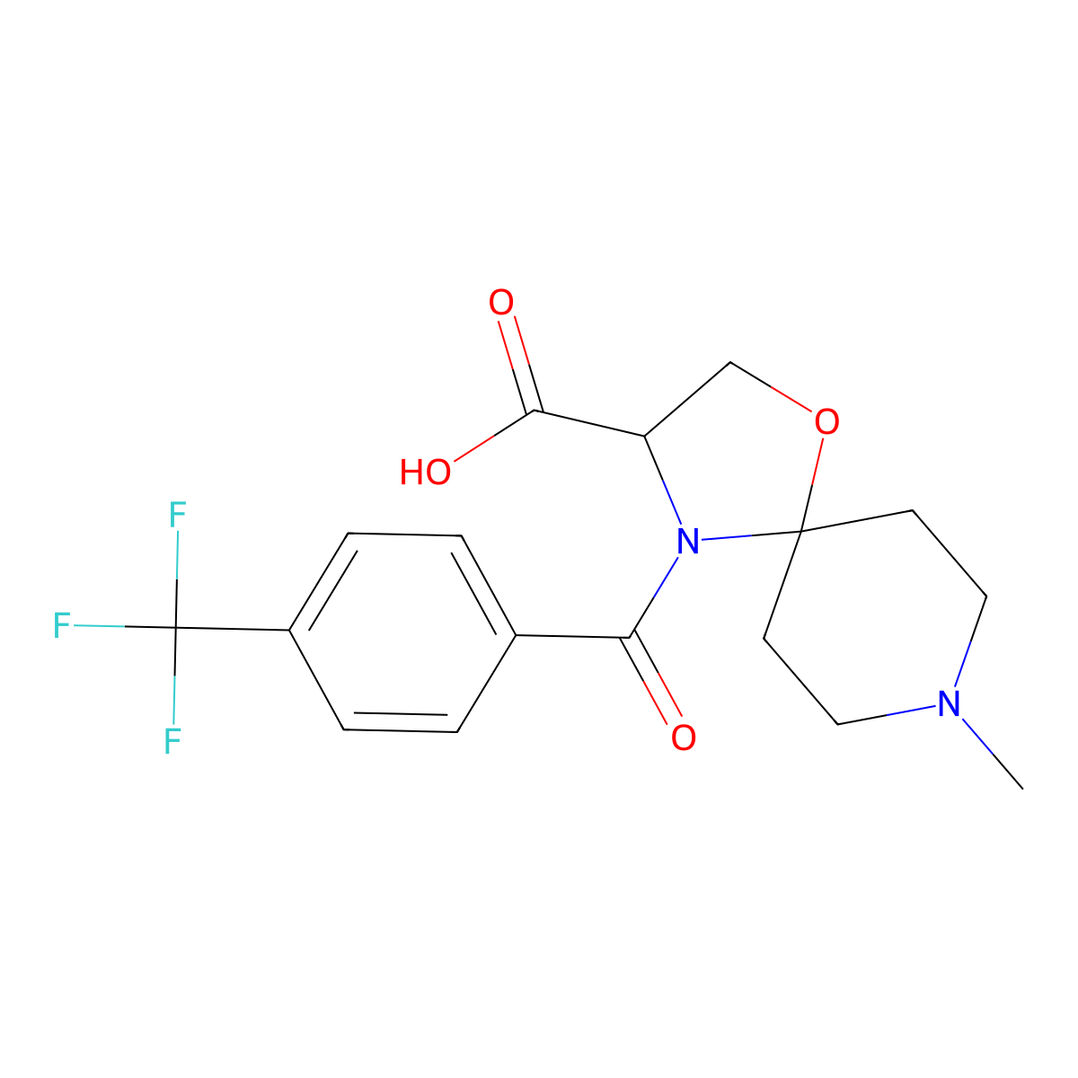 8-Methyl-4-[4-(trifluoromethyl)benzoyl]-1-oxa-4,8-diazaspiro[4.5]decane-3-carboxylic acid molecular structure, CAS 1326809-00-0