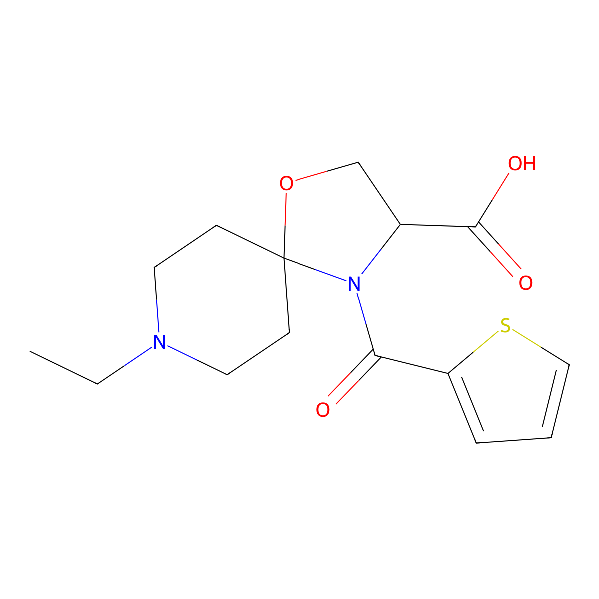 8-Ethyl-4-(thiophene-2-carbonyl)-1-oxa-4,8-diazaspiro[4.5]decane-3-carboxylic acid molecular structure, CAS 1326809-01-1