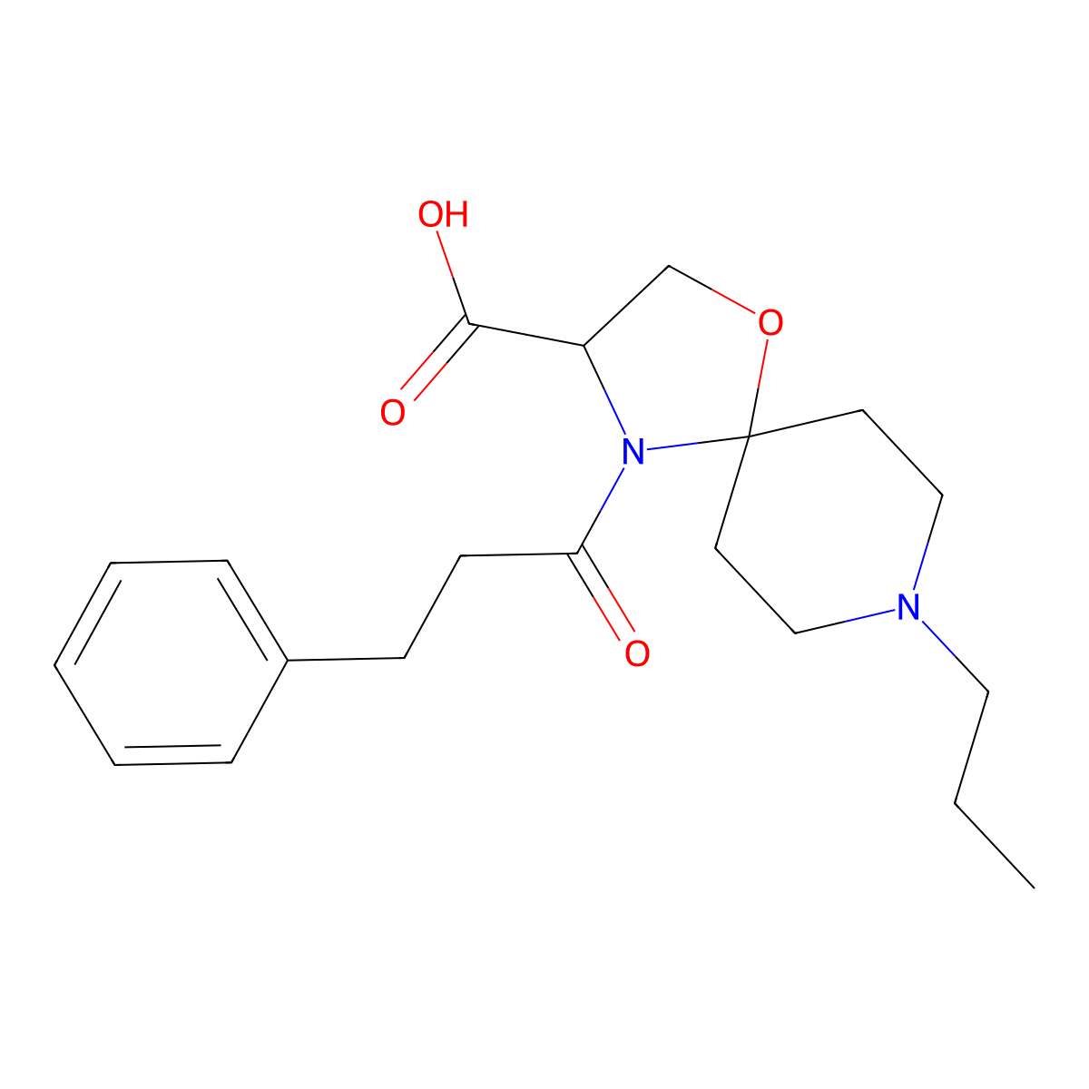 4-(3-Phenylpropanoyl)-8-propyl-1-oxa-4,8-diazaspiro[4.5]decane-3-carboxylic acid molecular structure, CAS 1326809-09-9