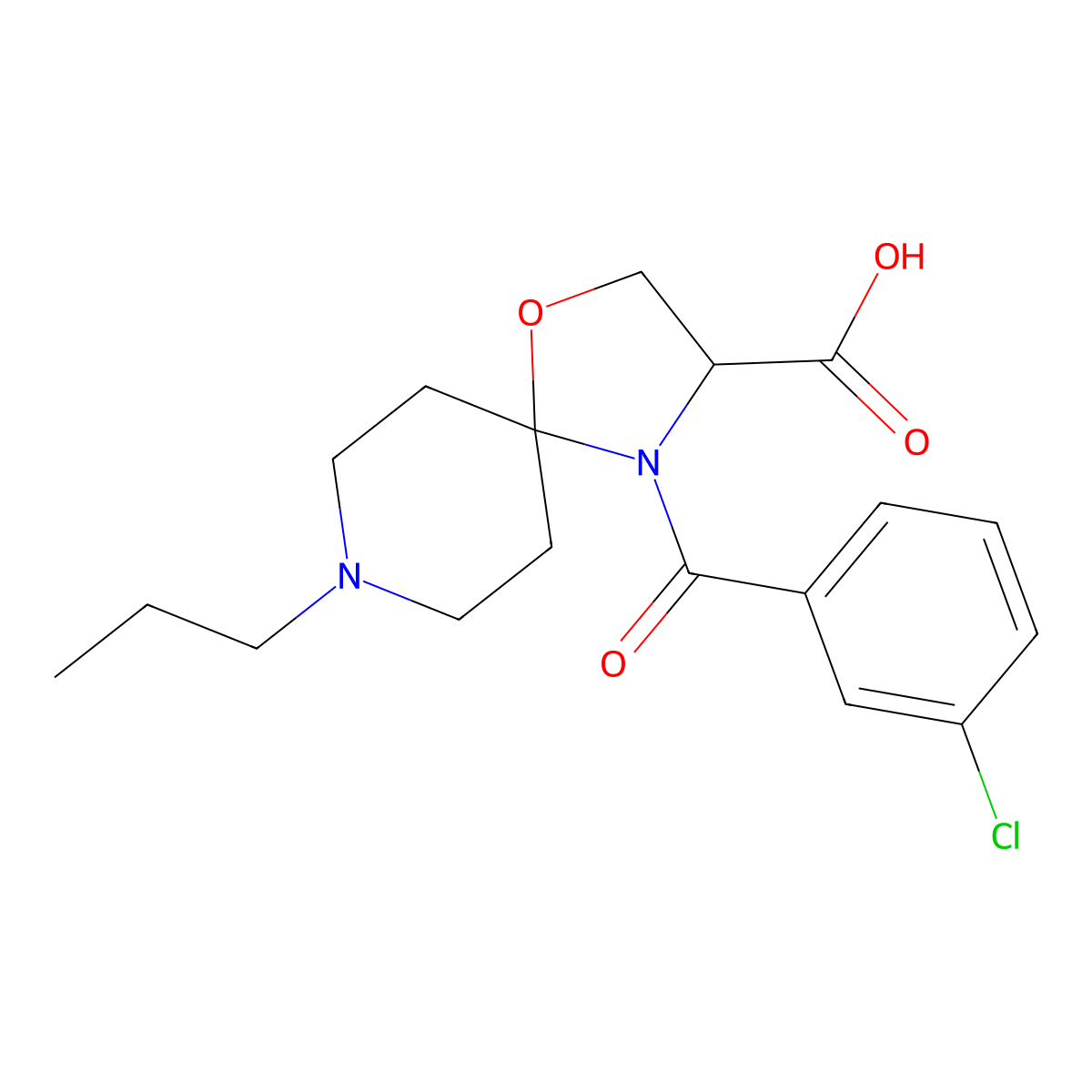 4-(3-Chlorobenzoyl)-8-propyl-1-oxa-4,8-diazaspiro[4.5]decane-3-carboxylic acid molecular structure, CAS 1326809-11-3