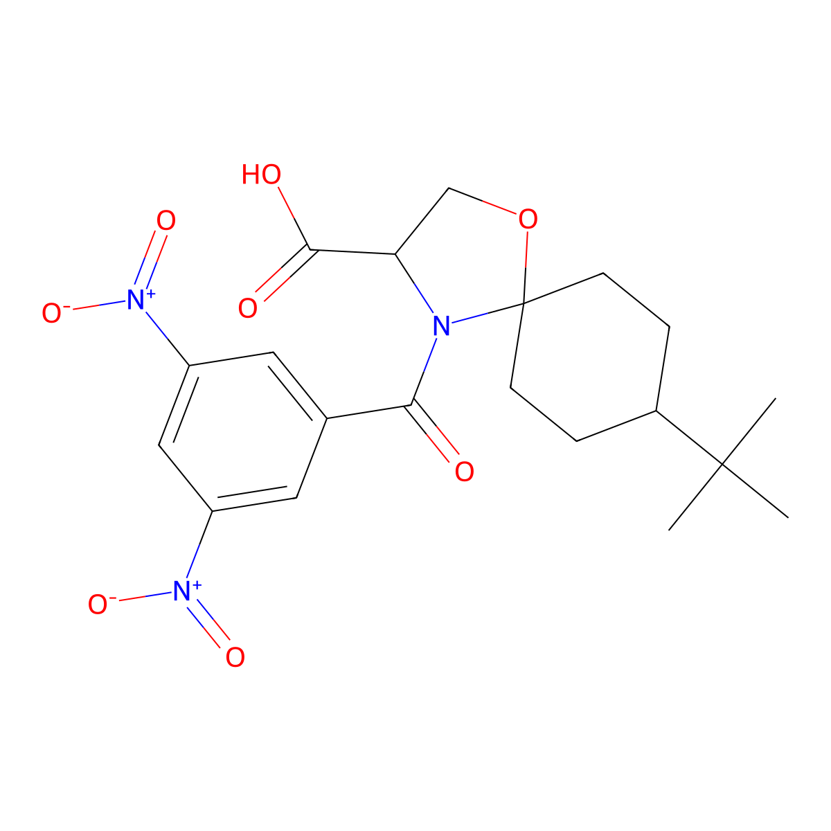 8-tert-Butyl-4-(3,5-dinitrobenzoyl)-1-oxa-4-azaspiro[4.5]decane-3-carboxylic acid molecular structure, CAS 1326809-13-5