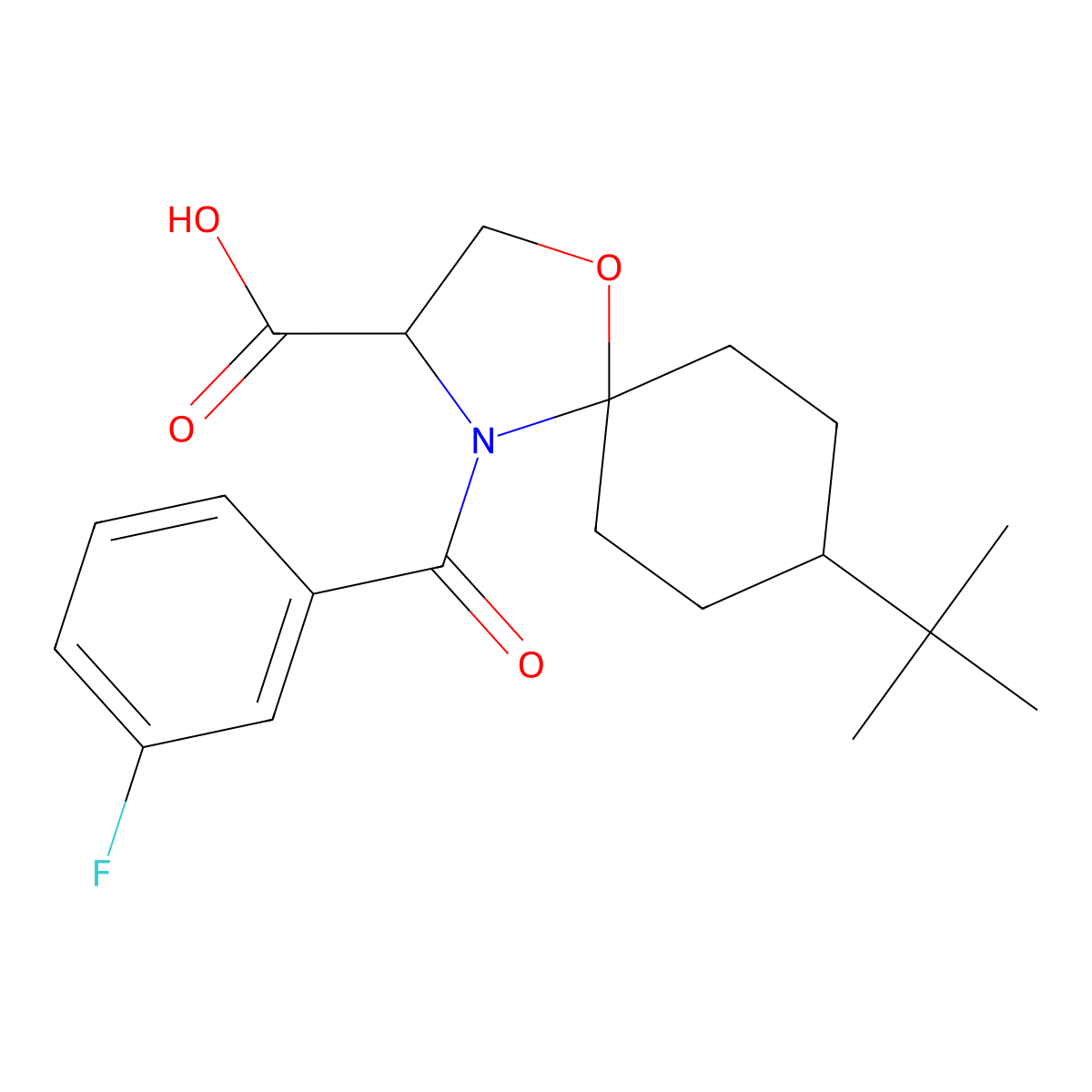 8-tert-Butyl-4-(3-fluorobenzoyl)-1-oxa-4-azaspiro[4.5]decane-3-carboxylic acid molecular structure, CAS 1326809-15-7