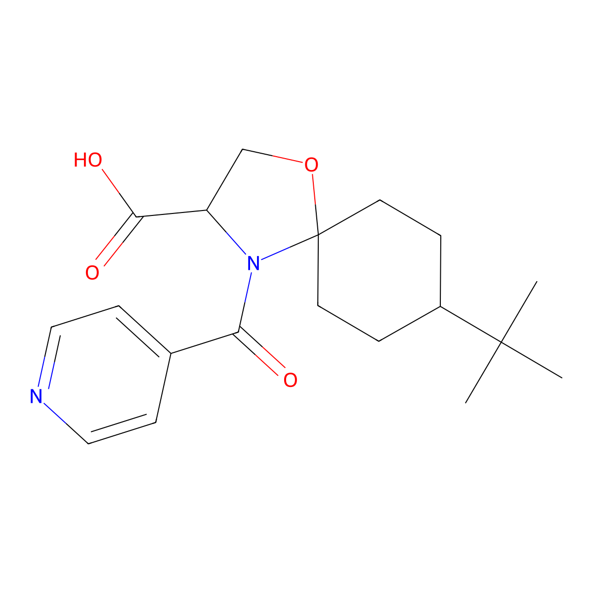 8-tert-Butyl-4-(pyridine-4-carbonyl)-1-oxa-4-azaspiro[4.5]decane-3-carboxylic acid molecular structure, CAS 1326809-18-0