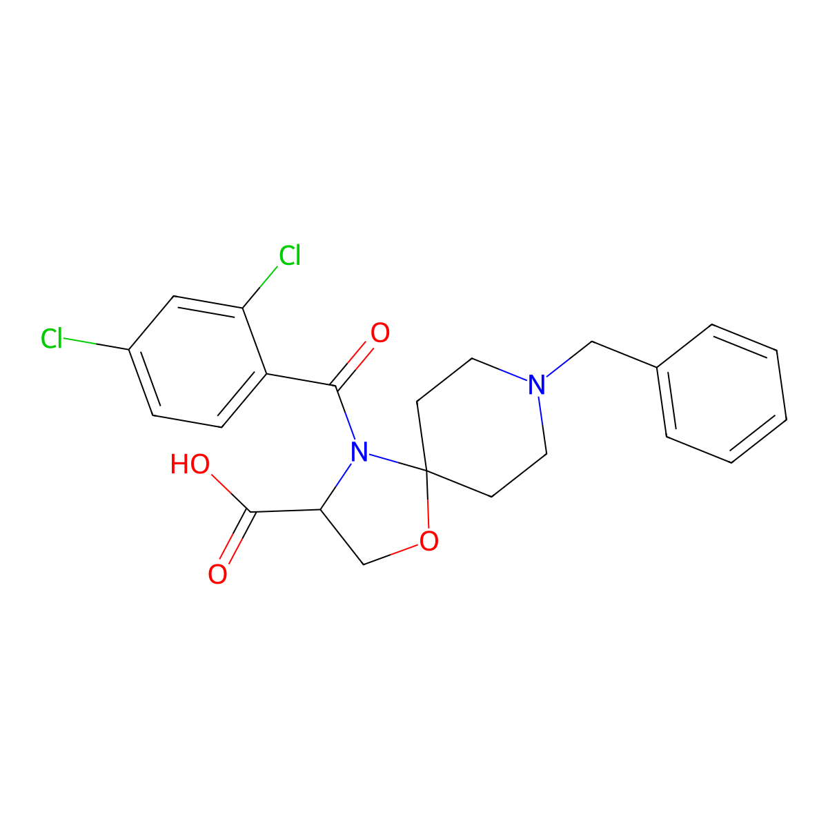 8-Benzyl-4-(2,4-dichlorobenzoyl)-1-oxa-4,8-diazaspiro[4.5]decane-3-carboxylic acid molecular structure, CAS 1326809-19-1