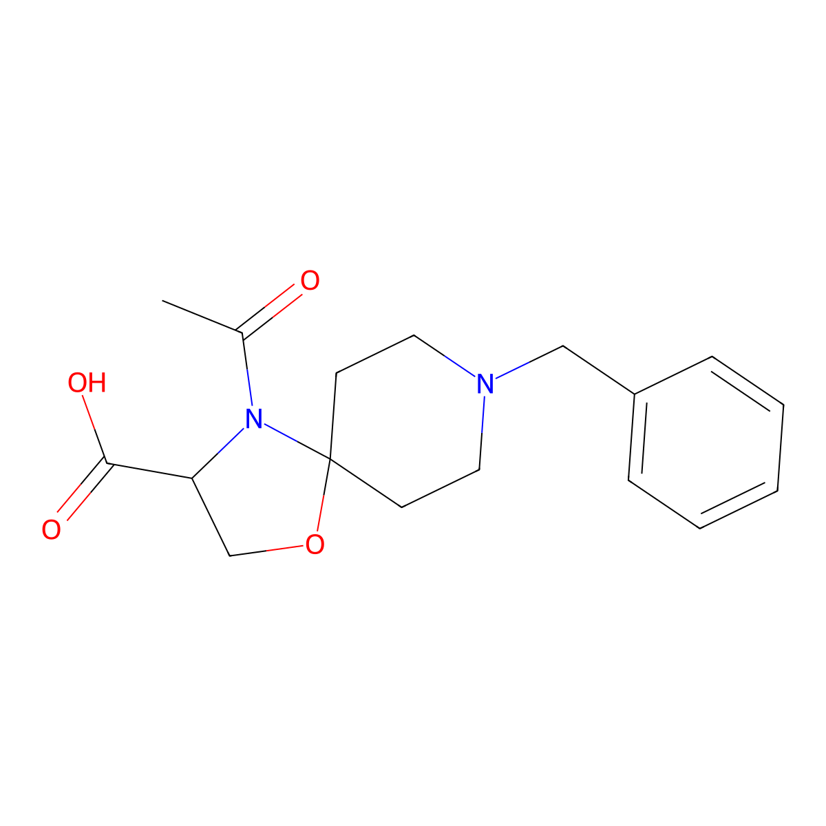 4-Acetyl-8-benzyl-1-oxa-4,8-diazaspiro[4.5]decane-3-carboxylic acid molecular structure, CAS 1326809-20-4