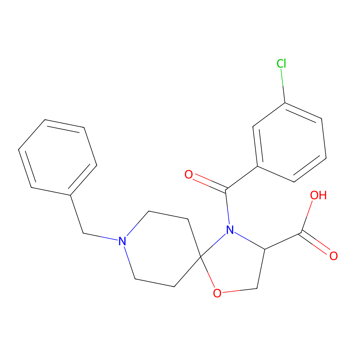 8-Benzyl-4-(3-chlorobenzoyl)-1-oxa-4,8-diazaspiro[4.5]decane-3-carboxylic acid molecular structure, CAS 1326809-23-7