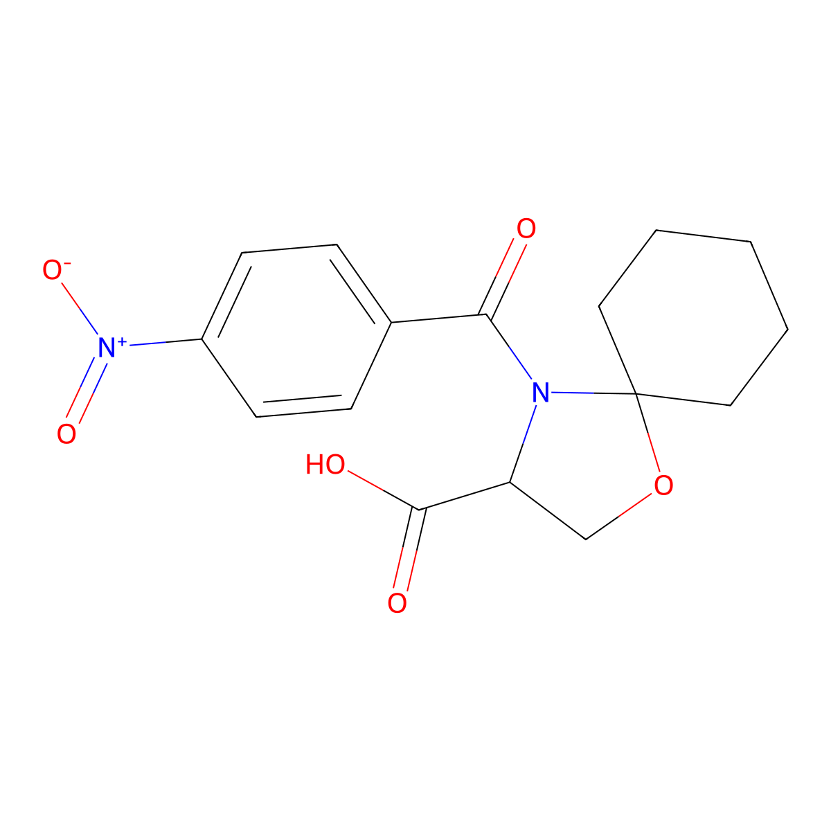 4-(4-Nitrobenzoyl)-1-oxa-4-azaspiro[4.5]decane-3-carboxylic acid molecular structure, CAS 1326809-24-8