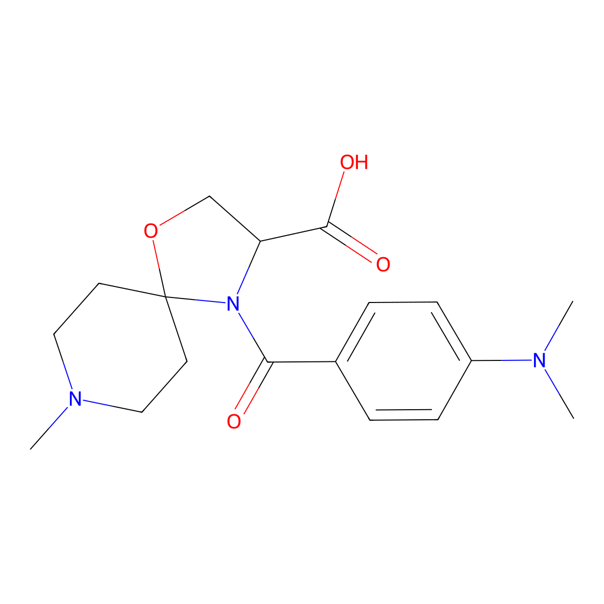 4-[4-(Dimethylamino)benzoyl]-8-methyl-1-oxa-4,8-diazaspiro[4.5]decane-3-carboxylic acid molecular structure, CAS 1326809-30-6