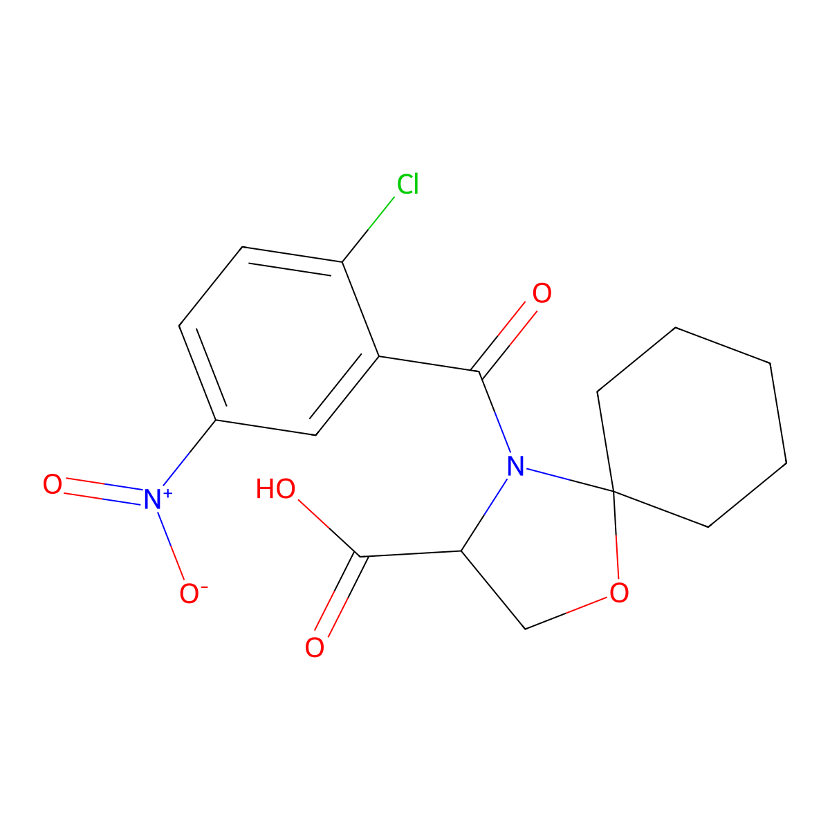 4-(2-Chloro-5-nitrobenzoyl)-1-oxa-4-azaspiro[4.5]decane-3-carboxylic acid molecular structure, CAS 1326809-34-0