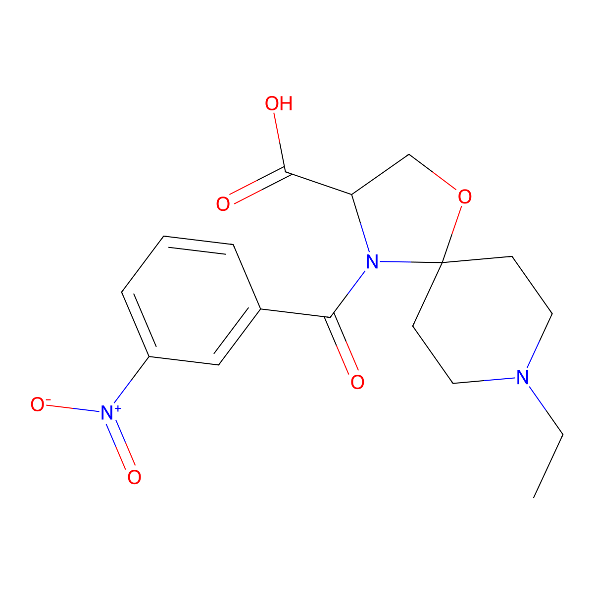 8-Ethyl-4-(3-nitrobenzoyl)-1-oxa-4,8-diazaspiro[4.5]decane-3-carboxylic acid molecular structure, CAS 1326809-35-1