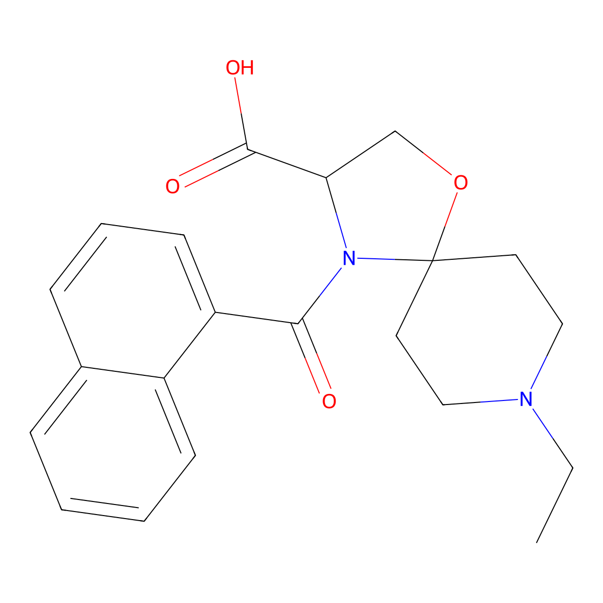 8-Ethyl-4-(naphthalene-1-carbonyl)-1-oxa-4,8-diazaspiro[4.5]decane-3-carboxylic acid molecular structure, CAS 1326809-47-5