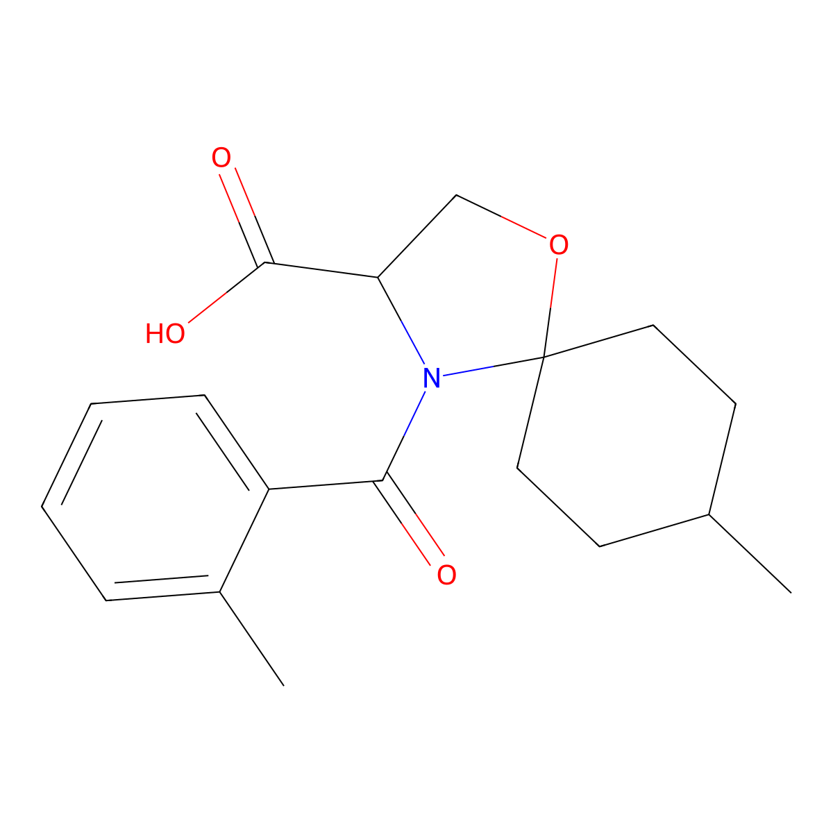 8-Methyl-4-(2-methylbenzoyl)-1-oxa-4-azaspiro[4.5]decane-3-carboxylic acid molecular structure, CAS 1326809-52-2