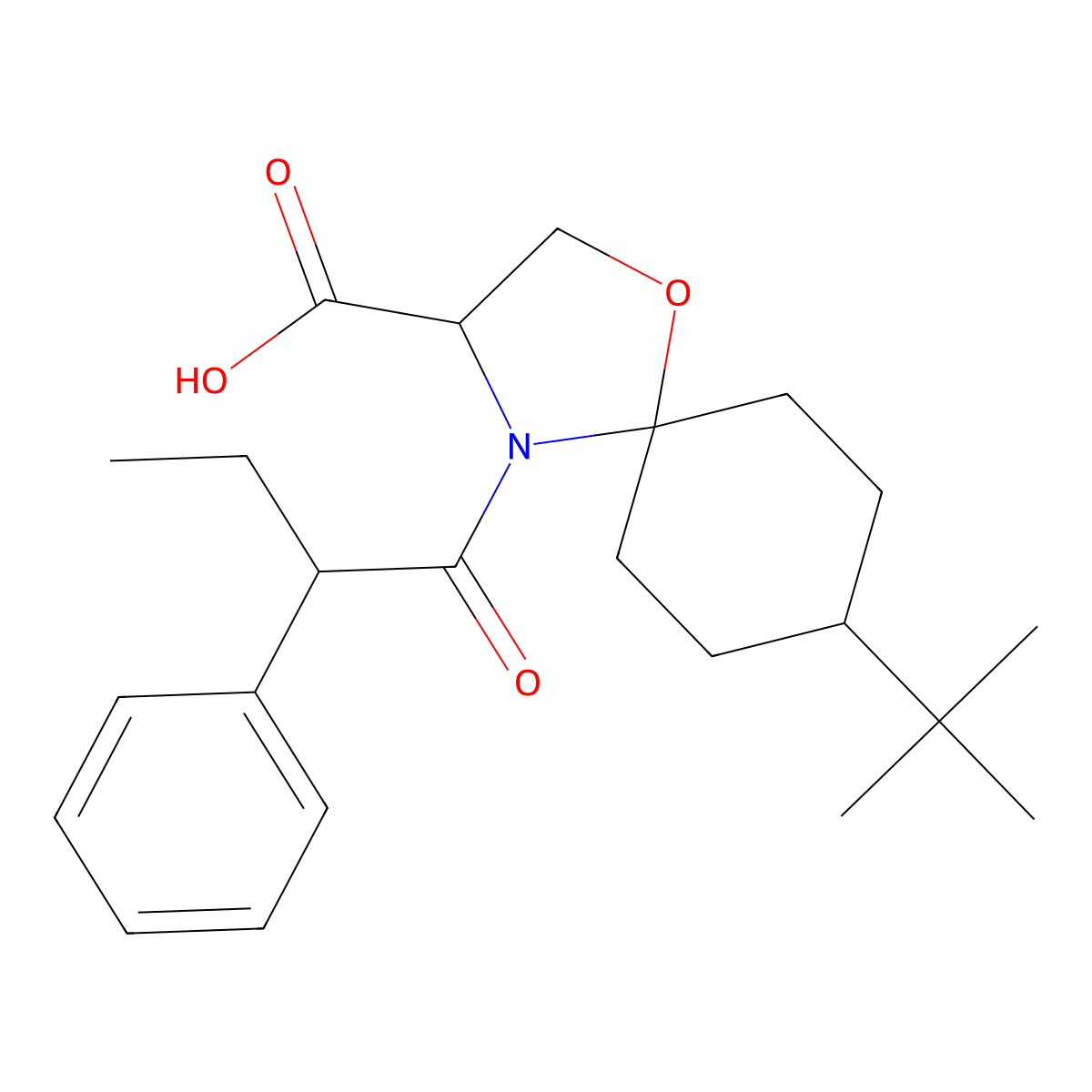 8-tert-Butyl-4-(2-phenylbutanoyl)-1-oxa-4-azaspiro[4.5]decane-3-carboxylic acid molecular structure, CAS 1326809-64-6