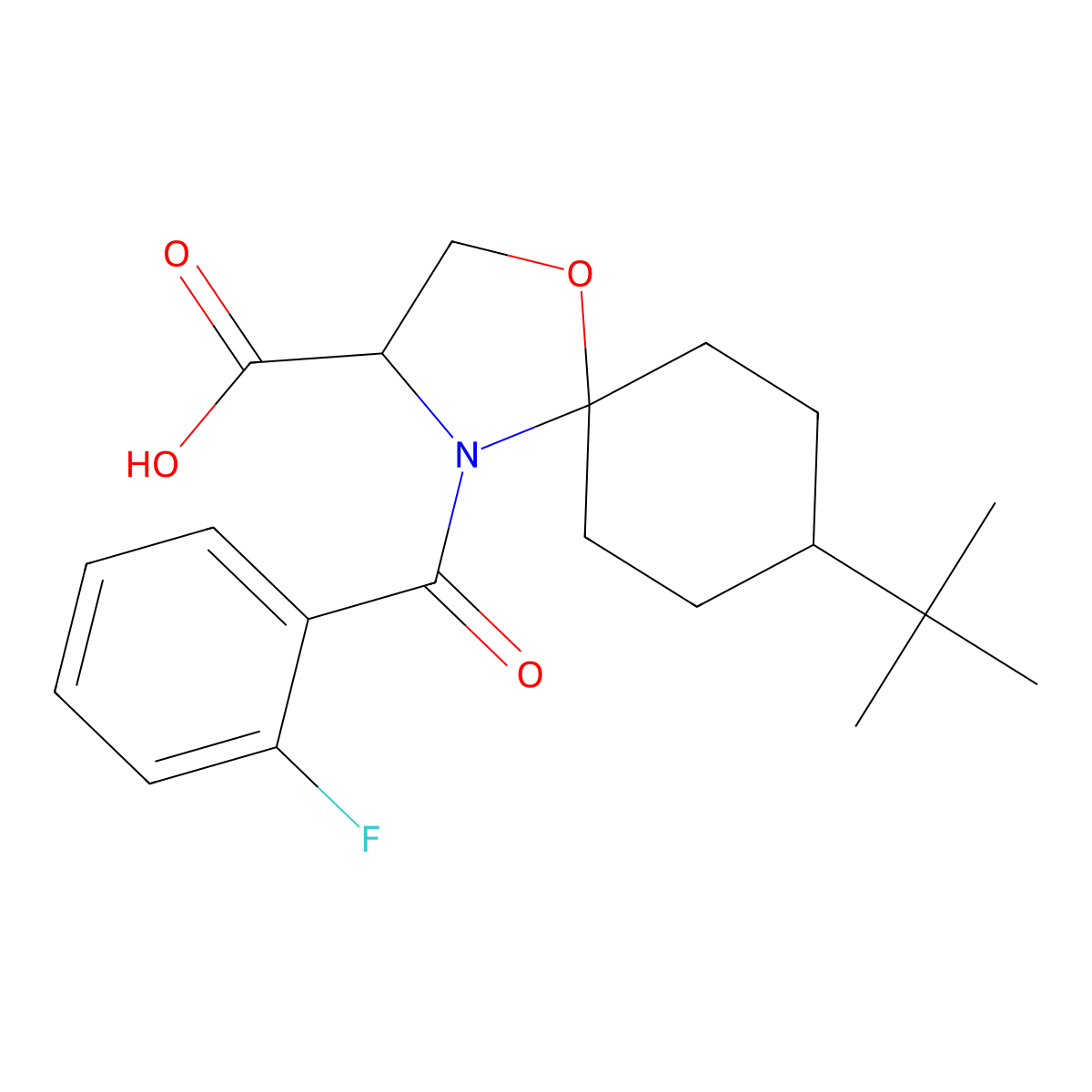 8-tert-Butyl-4-(2-fluorobenzoyl)-1-oxa-4-azaspiro[4.5]decane-3-carboxylic acid molecular structure, CAS 1326809-66-8