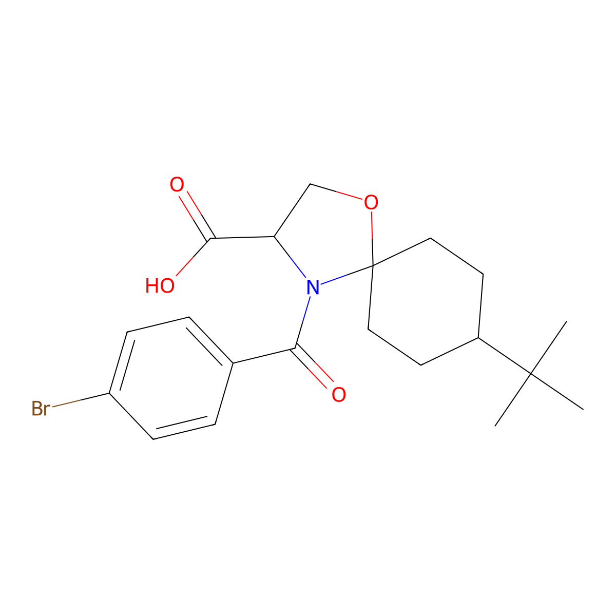 4-(4-Bromobenzoyl)-8-tert-butyl-1-oxa-4-azaspiro[4.5]decane-3-carboxylic acid molecular structure, CAS 1326809-68-0