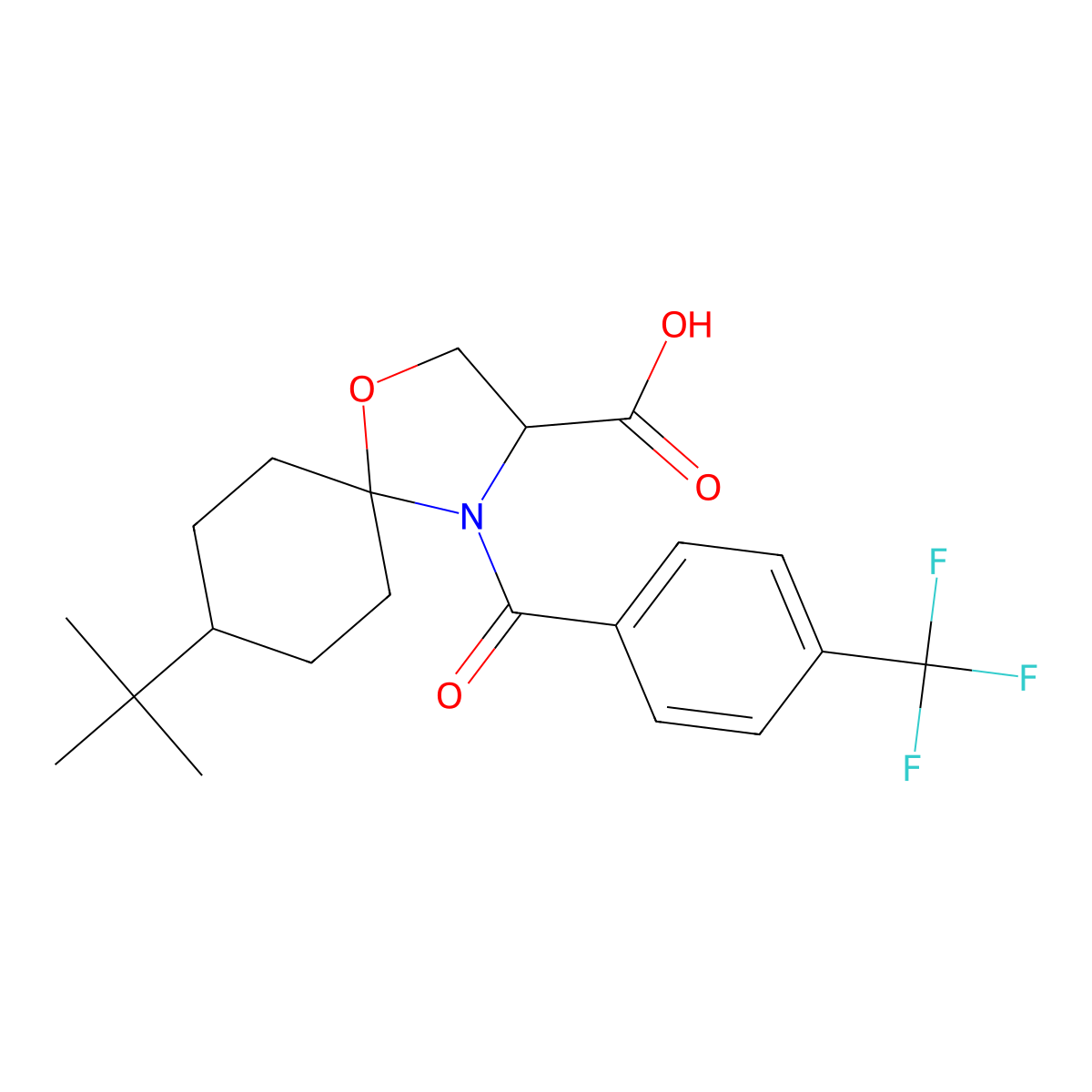 8-tert-Butyl-4-[4-(trifluoromethyl)benzoyl]-1-oxa-4-azaspiro[4.5]decane-3-carboxylic acid molecular structure, CAS 1326809-72-6