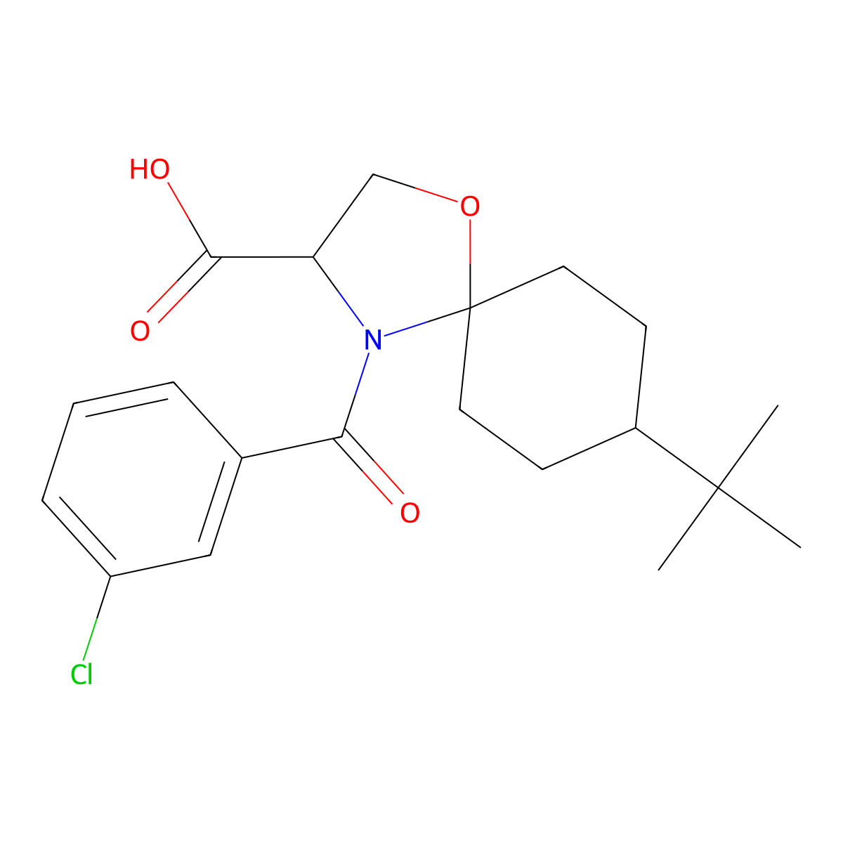 8-tert-Butyl-4-(3-chlorobenzoyl)-1-oxa-4-azaspiro[4.5]decane-3-carboxylic acid molecular structure, CAS 1326809-76-0