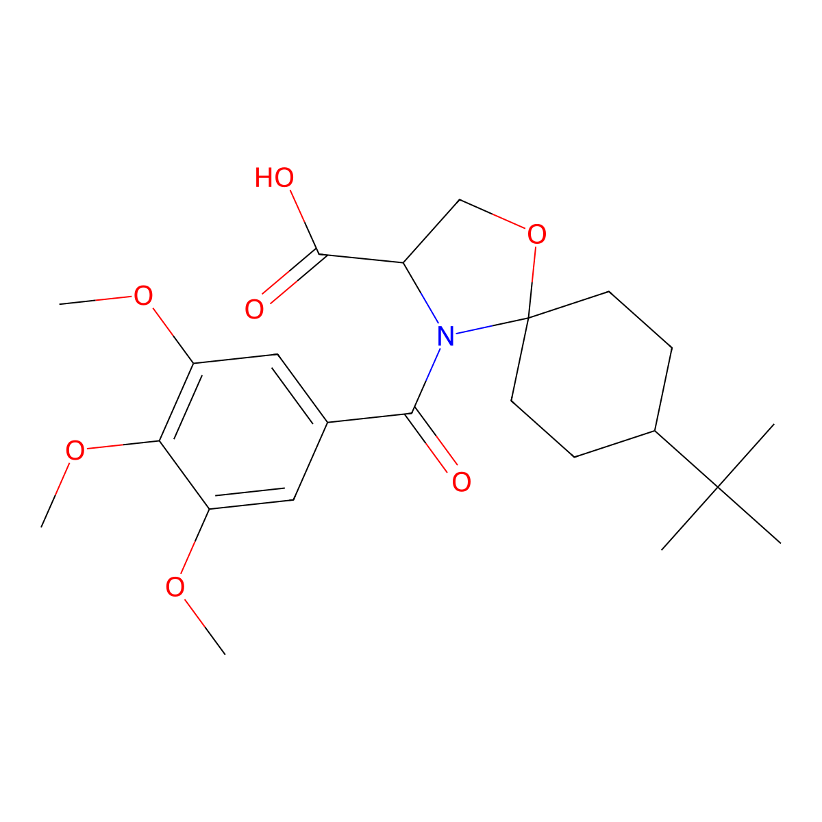 8-tert-Butyl-4-(3,4,5-trimethoxybenzoyl)-1-oxa-4-azaspiro[4.5]decane-3-carboxylic acid molecular structure, CAS 1326809-77-1