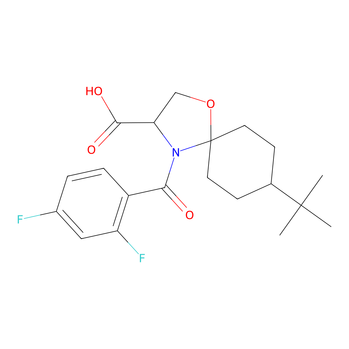 8-tert-Butyl-4-(2,4-difluorobenzoyl)-1-oxa-4-azaspiro[4.5]decane-3-carboxylic acid molecular structure, CAS 1326809-80-6