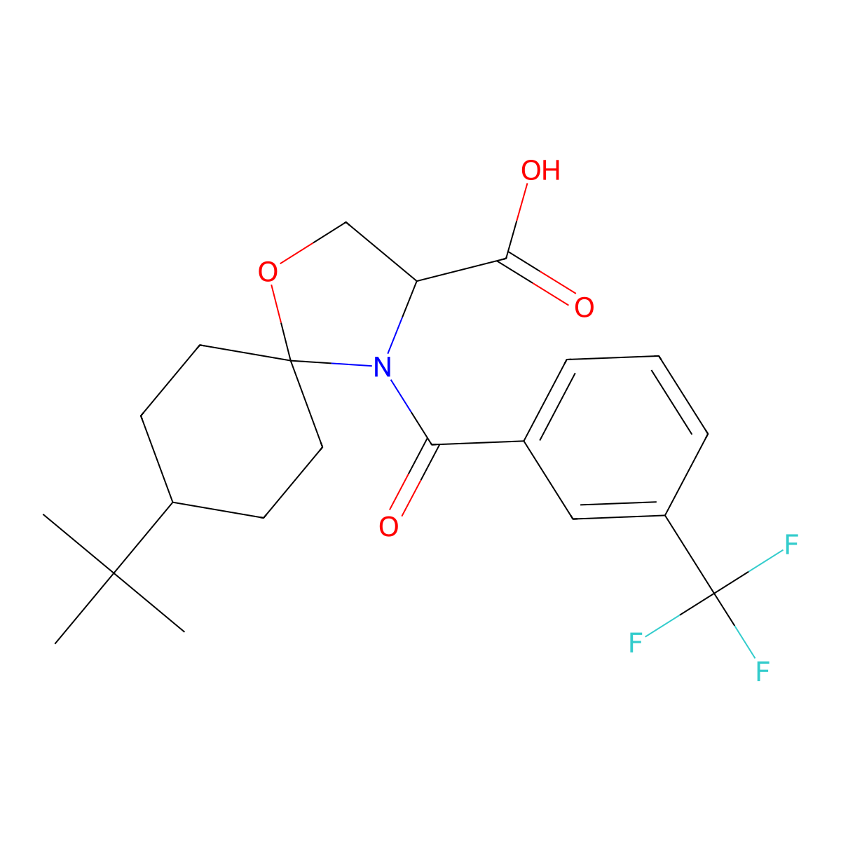 8-tert-Butyl-4-[3-(trifluoromethyl)benzoyl]-1-oxa-4-azaspiro[4.5]decane-3-carboxylic acid molecular structure, CAS 1326809-81-7