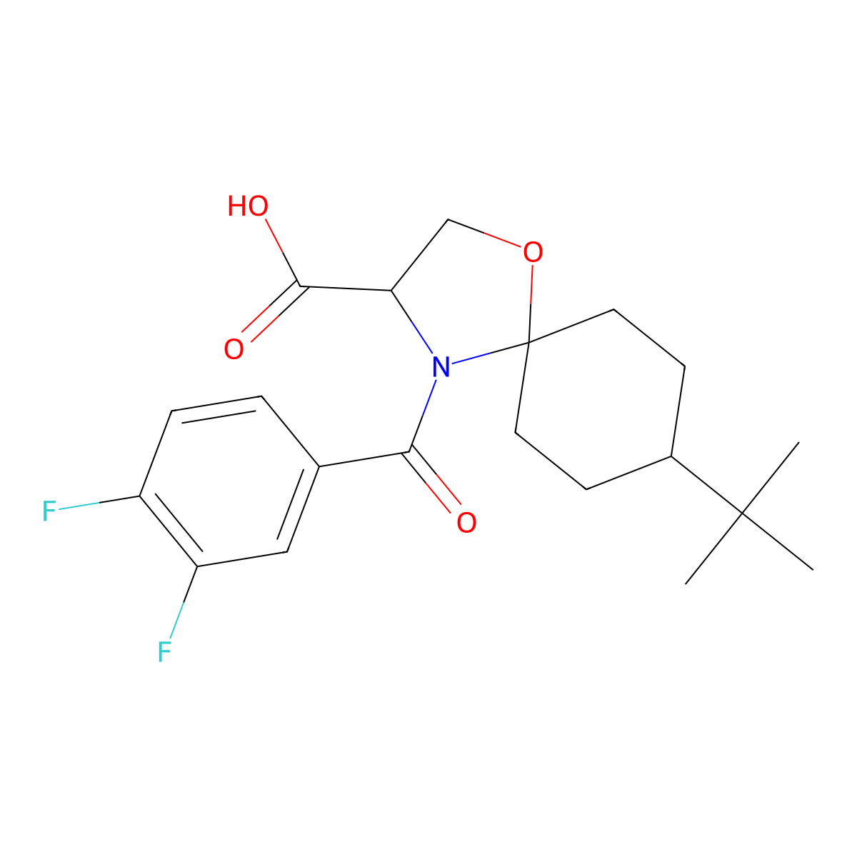 8-tert-Butyl-4-(3,4-difluorobenzoyl)-1-oxa-4-azaspiro[4.5]decane-3-carboxylic acid molecular structure, CAS 1326809-83-9