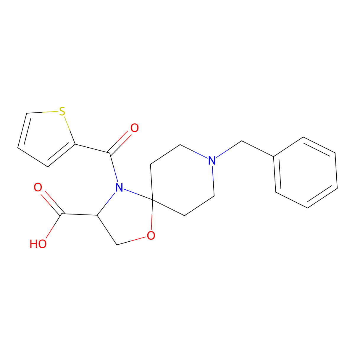 8-Benzyl-4-(thiophene-2-carbonyl)-1-oxa-4,8-diazaspiro[4.5]decane-3-carboxylic acid molecular structure, CAS 1326809-94-2