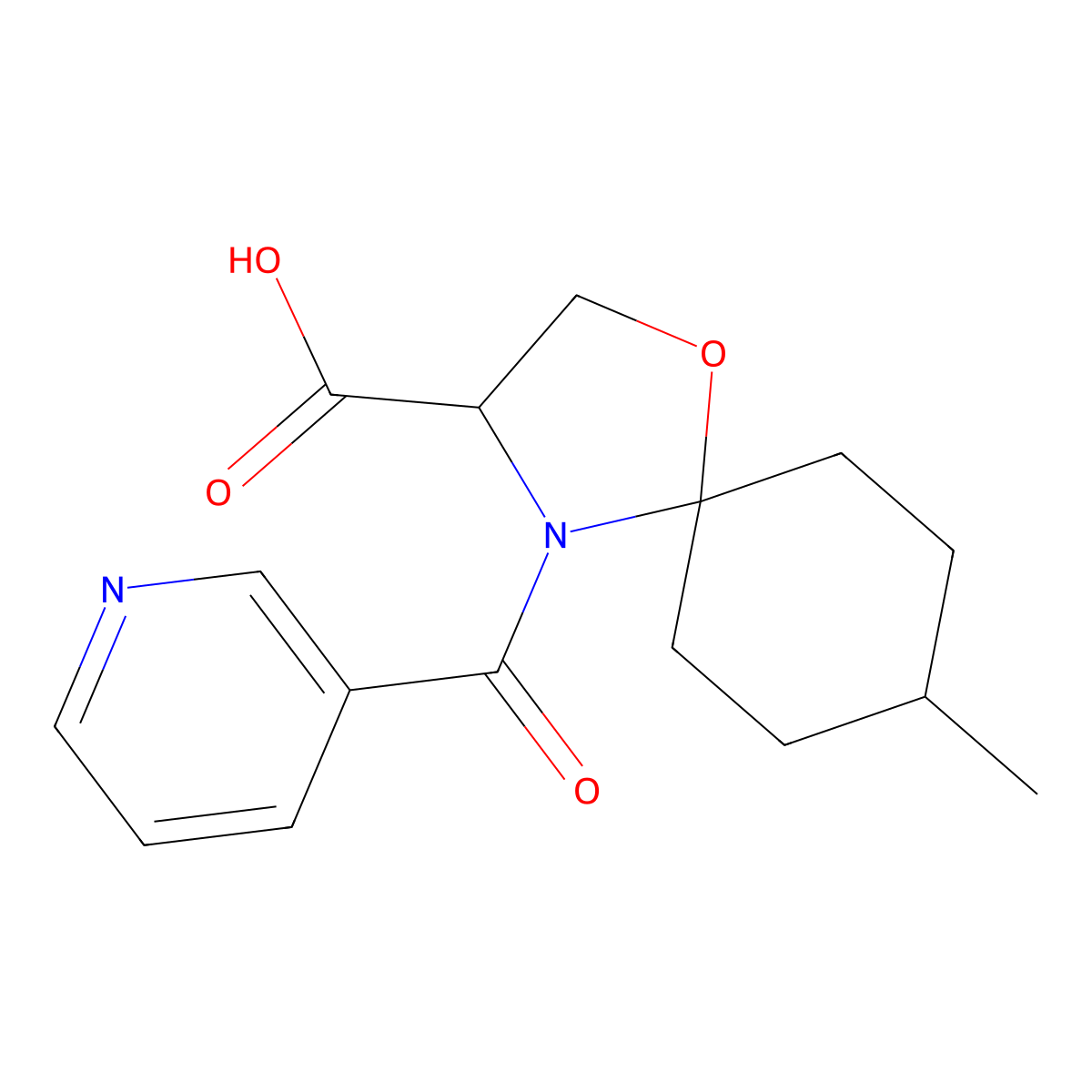 8-Methyl-4-(pyridine-3-carbonyl)-1-oxa-4-azaspiro[4.5]decane-3-carboxylic acid molecular structure, CAS 1326810-00-7