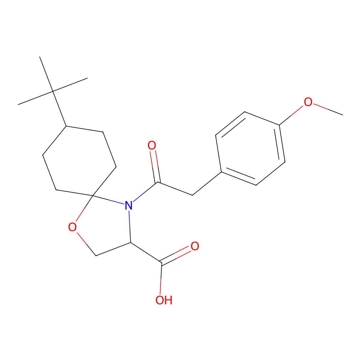 8-tert-Butyl-4-[2-(4-methoxyphenyl)acetyl]-1-oxa-4-azaspiro[4.5]decane-3-carboxylic acid molecular structure, CAS 1326810-01-8