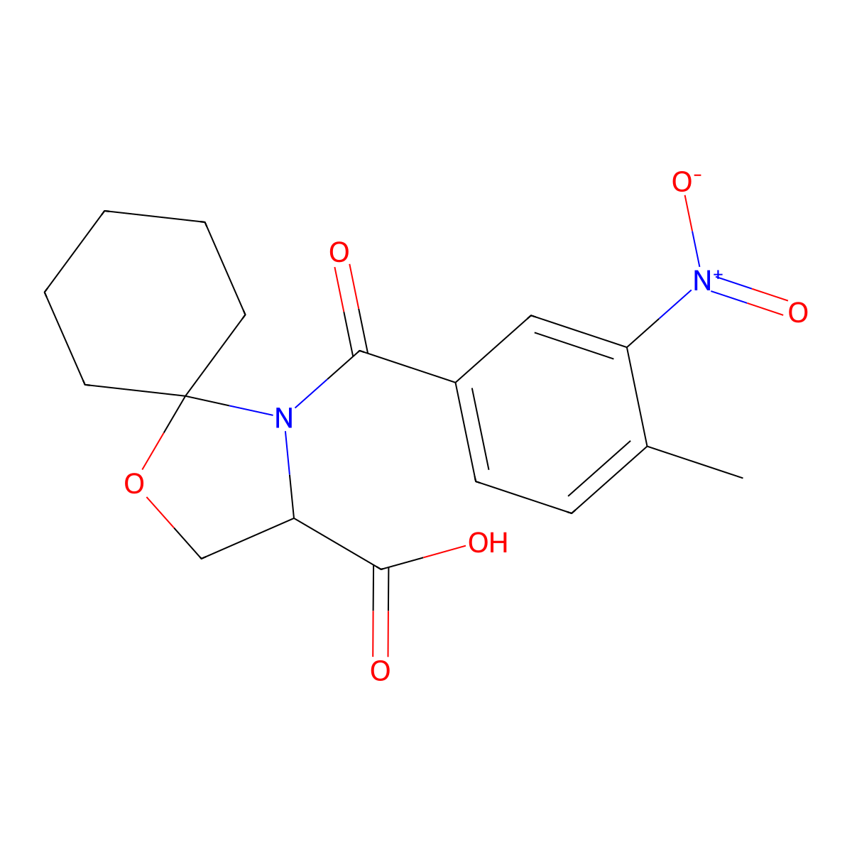 4-(4-Methyl-3-nitrobenzoyl)-1-oxa-4-azaspiro[4.5]decane-3-carboxylic acid molecular structure, CAS 1326810-03-0