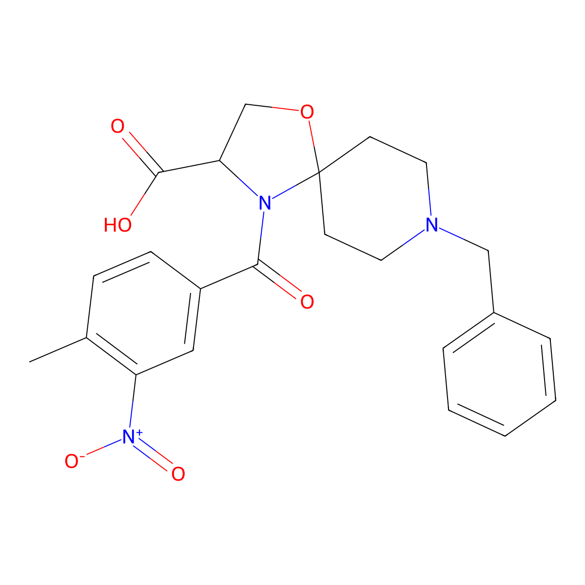 8-Benzyl-4-(4-methyl-3-nitrobenzoyl)-1-oxa-4,8-diazaspiro[4.5]decane-3-carboxylic acid molecular structure, CAS 1326810-04-1