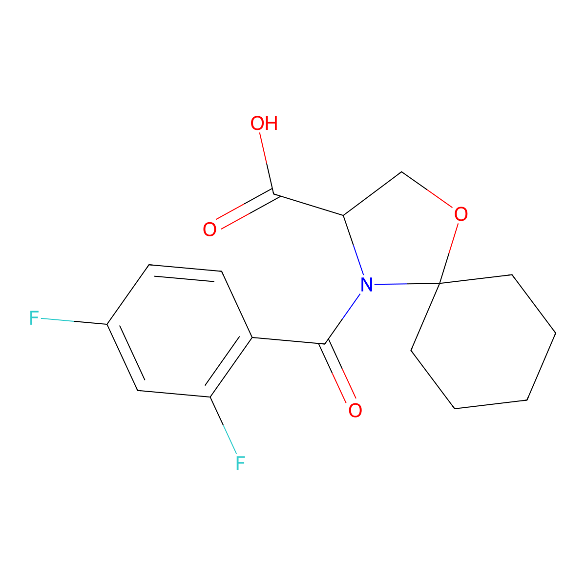 4-(2,4-Difluorobenzoyl)-1-oxa-4-azaspiro[4.5]decane-3-carboxylic acid molecular structure, CAS 1326810-07-4
