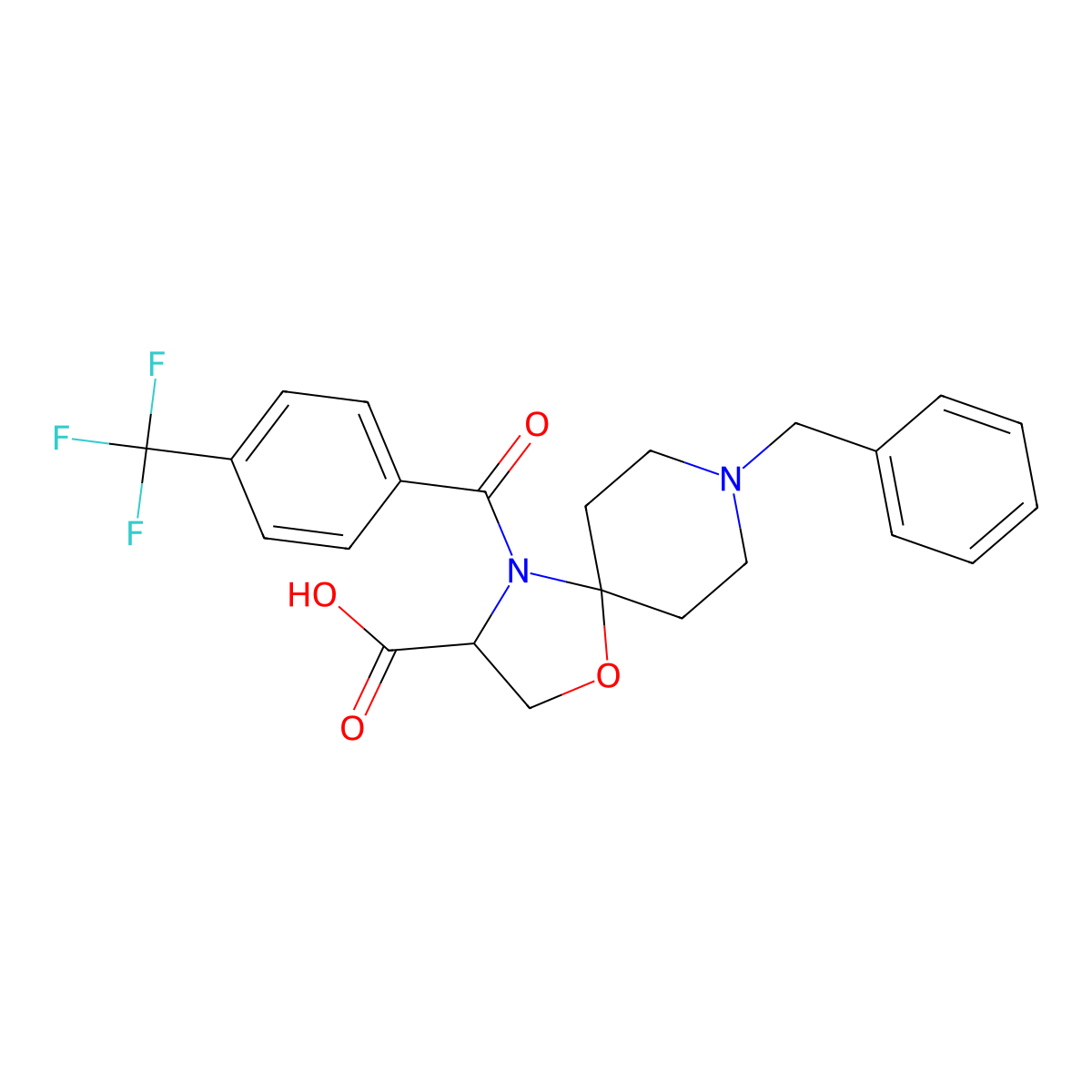 8-Benzyl-4-[4-(trifluoromethyl)benzoyl]-1-oxa-4,8-diazaspiro[4.5]decane-3-carboxylic acid molecular structure, CAS 1326810-09-6