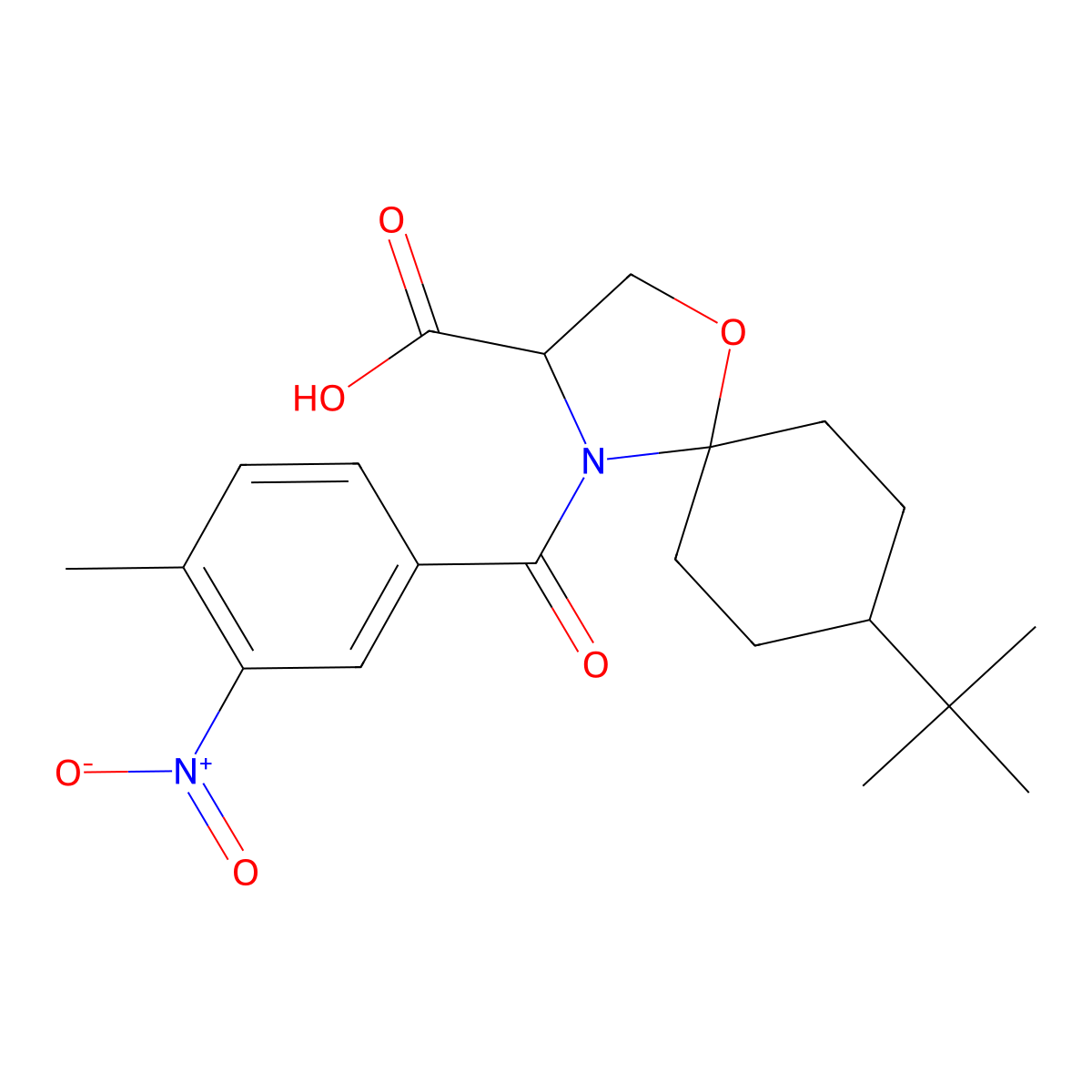 8-tert-Butyl-4-(4-methyl-3-nitrobenzoyl)-1-oxa-4-azaspiro[4.5]decane-3-carboxylic acid molecular structure, CAS 1326810-10-9