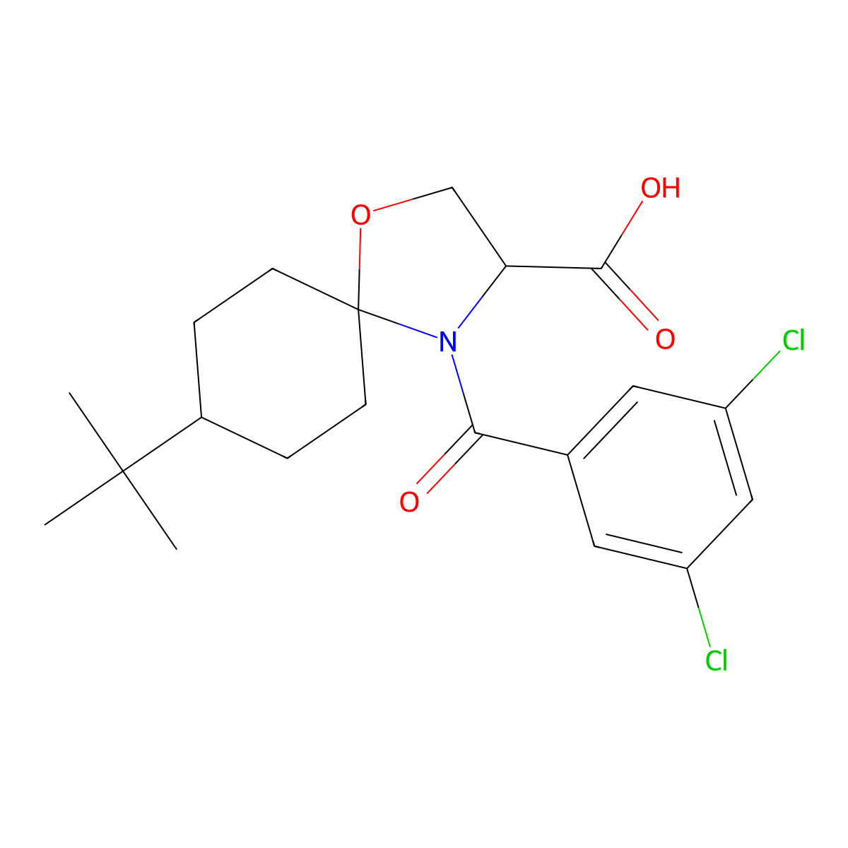 8-tert-Butyl-4-(3,5-dichlorobenzoyl)-1-oxa-4-azaspiro[4.5]decane-3-carboxylic acid molecular structure, CAS 1326810-14-3