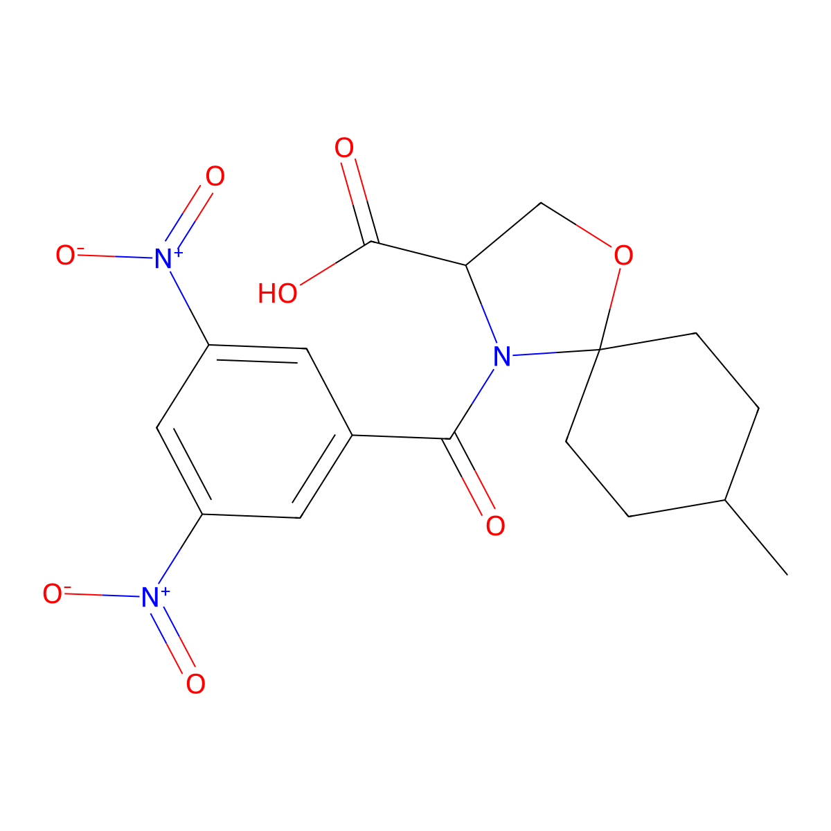 4-(3,5-Dinitrobenzoyl)-8-methyl-1-oxa-4-azaspiro[4.5]decane-3-carboxylic acid molecular structure, CAS 1326810-15-4
