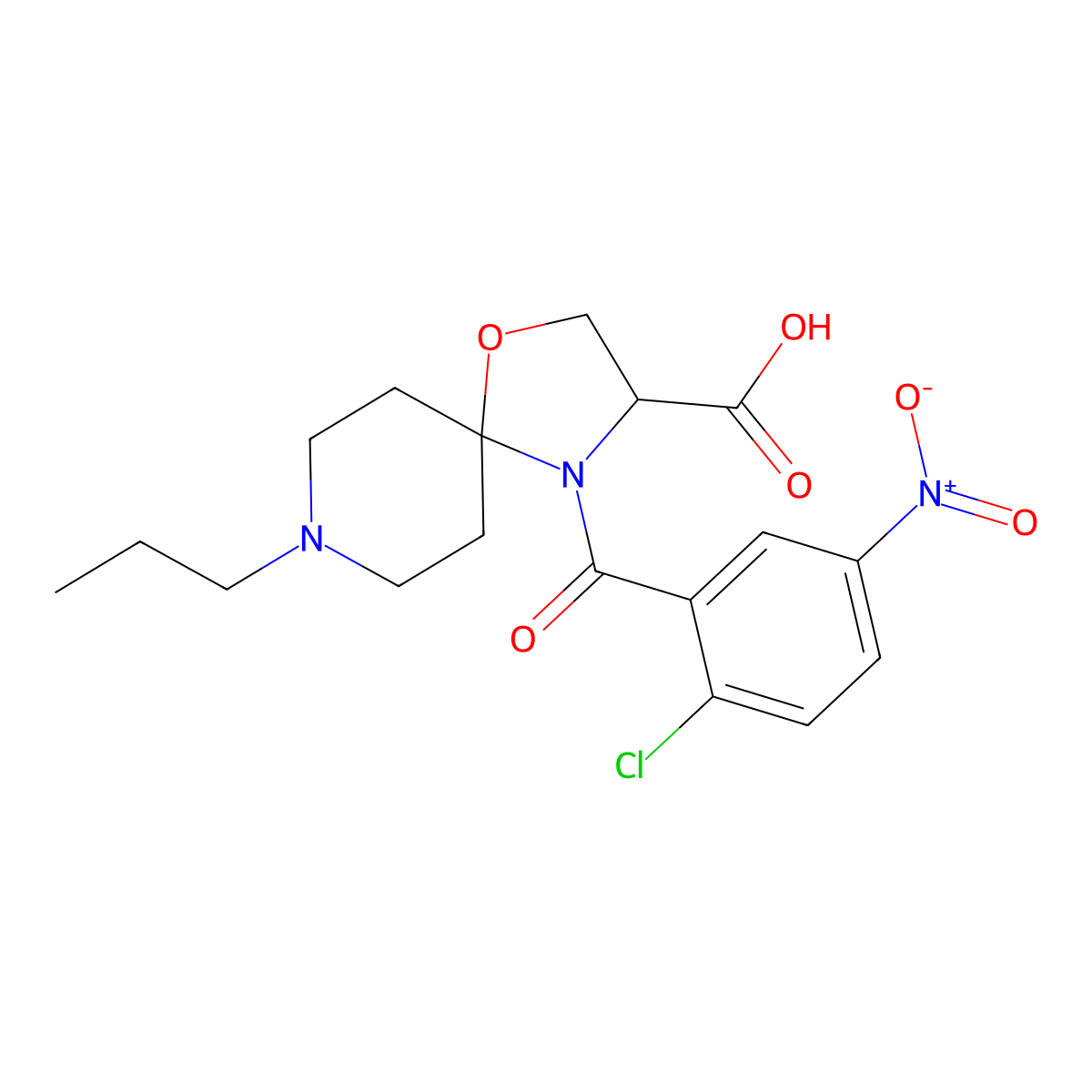 4-(2-Chloro-5-nitrobenzoyl)-8-propyl-1-oxa-4,8-diazaspiro[4.5]decane-3-carboxylic acid molecular structure, CAS 1326810-16-5