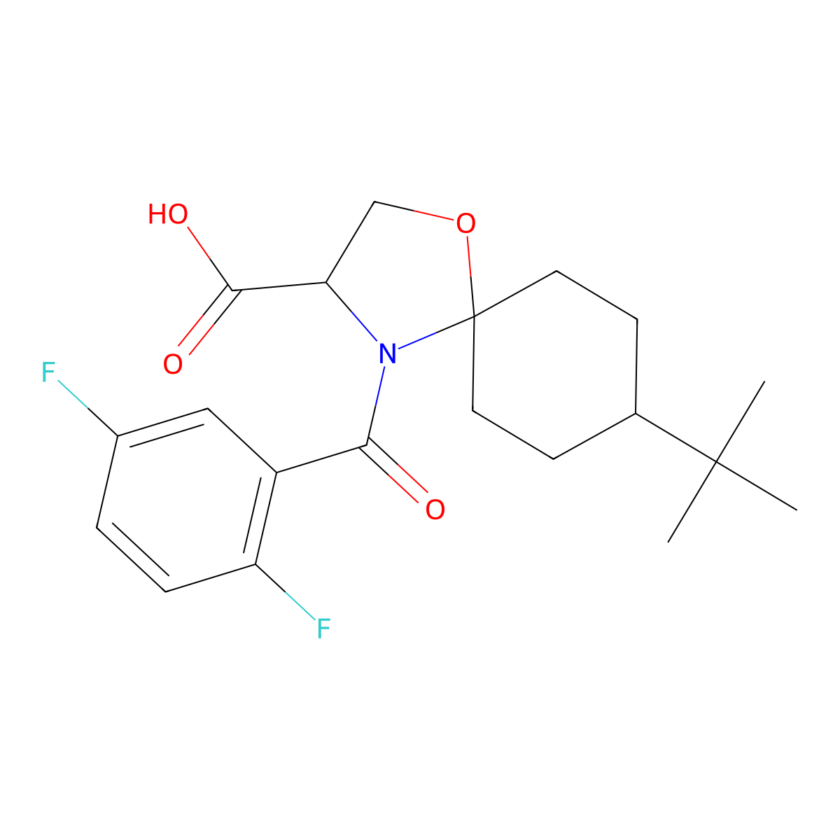 8-tert-Butyl-4-(2,5-difluorobenzoyl)-1-oxa-4-azaspiro[4.5]decane-3-carboxylic acid molecular structure, CAS 1326810-17-6