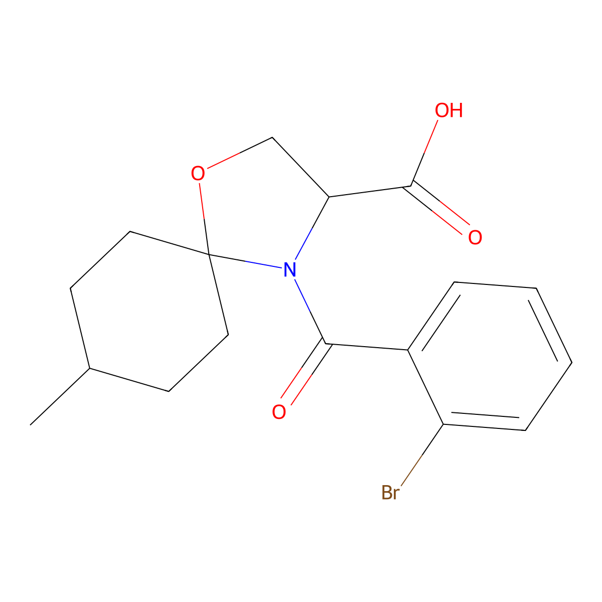 4-(2-Bromobenzoyl)-8-methyl-1-oxa-4-azaspiro[4.5]decane-3-carboxylic acid molecular structure, CAS 1326810-19-8
