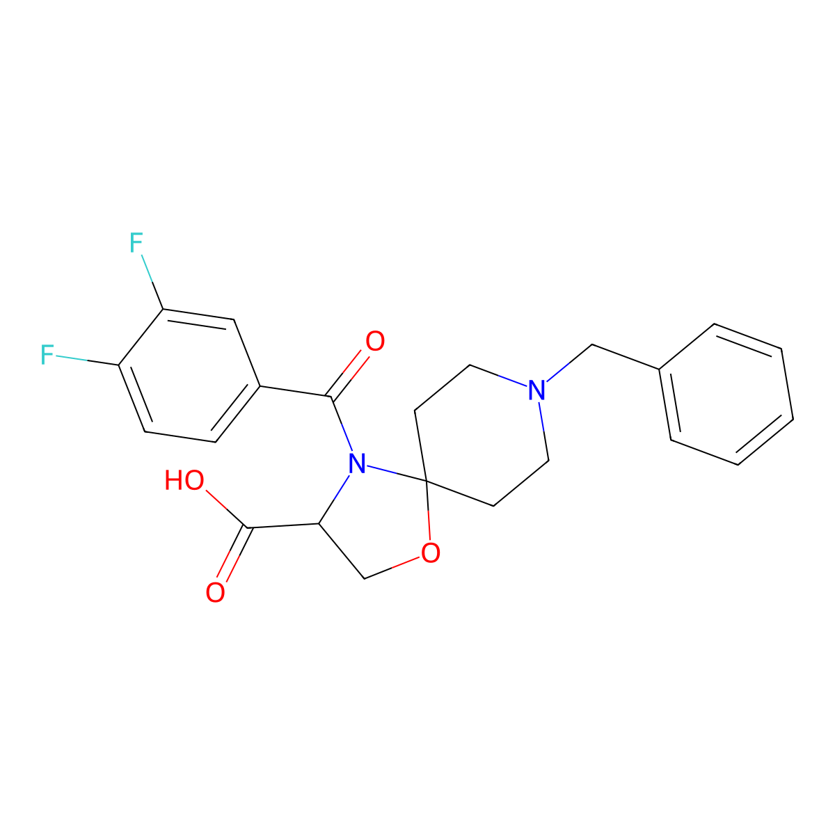 8-Benzyl-4-(3,4-difluorobenzoyl)-1-oxa-4,8-diazaspiro[4.5]decane-3-carboxylic acid molecular structure, CAS 1326810-21-2