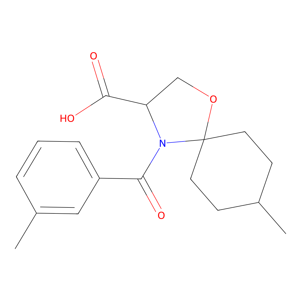8-Methyl-4-(3-methylbenzoyl)-1-oxa-4-azaspiro[4.5]decane-3-carboxylic acid molecular structure, CAS 1326810-26-7