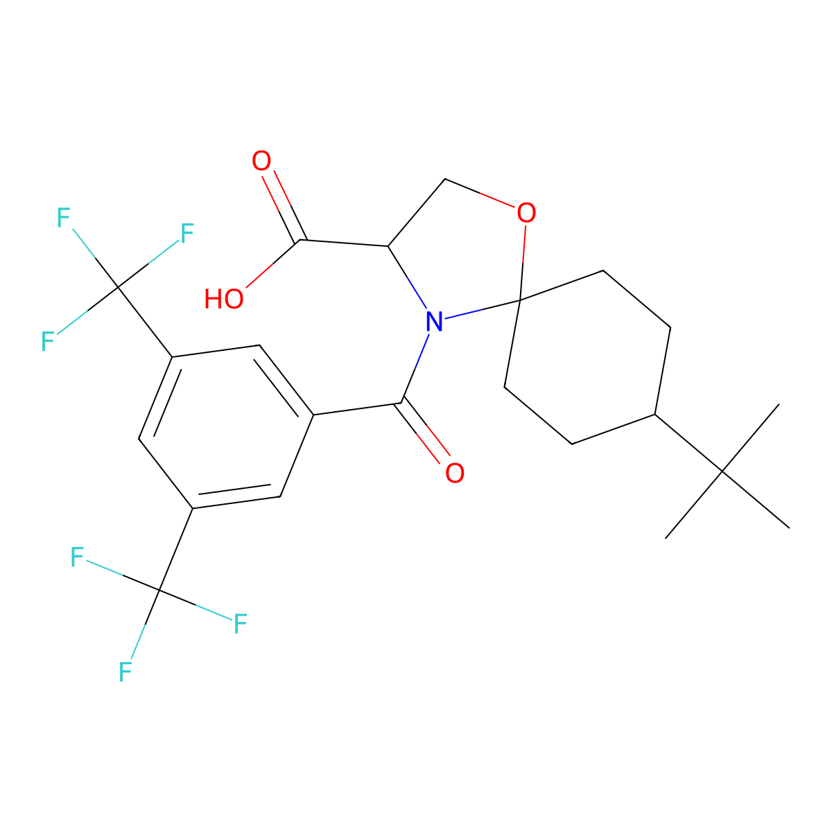4-[3,5-Bis(trifluoromethyl)benzoyl]-8-tert-butyl-1-oxa-4-azaspiro[4.5]decane-3-carboxylic acid molecular structure, CAS 1326810-27-8