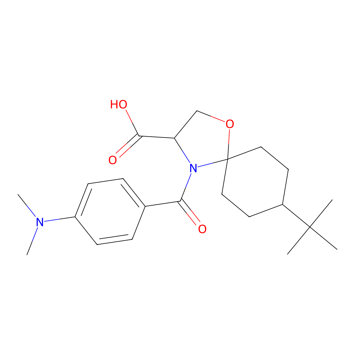 8-tert-Butyl-4-[4-(dimethylamino)benzoyl]-1-oxa-4-azaspiro[4.5]decane-3-carboxylic acid molecular structure, CAS 1326810-29-0