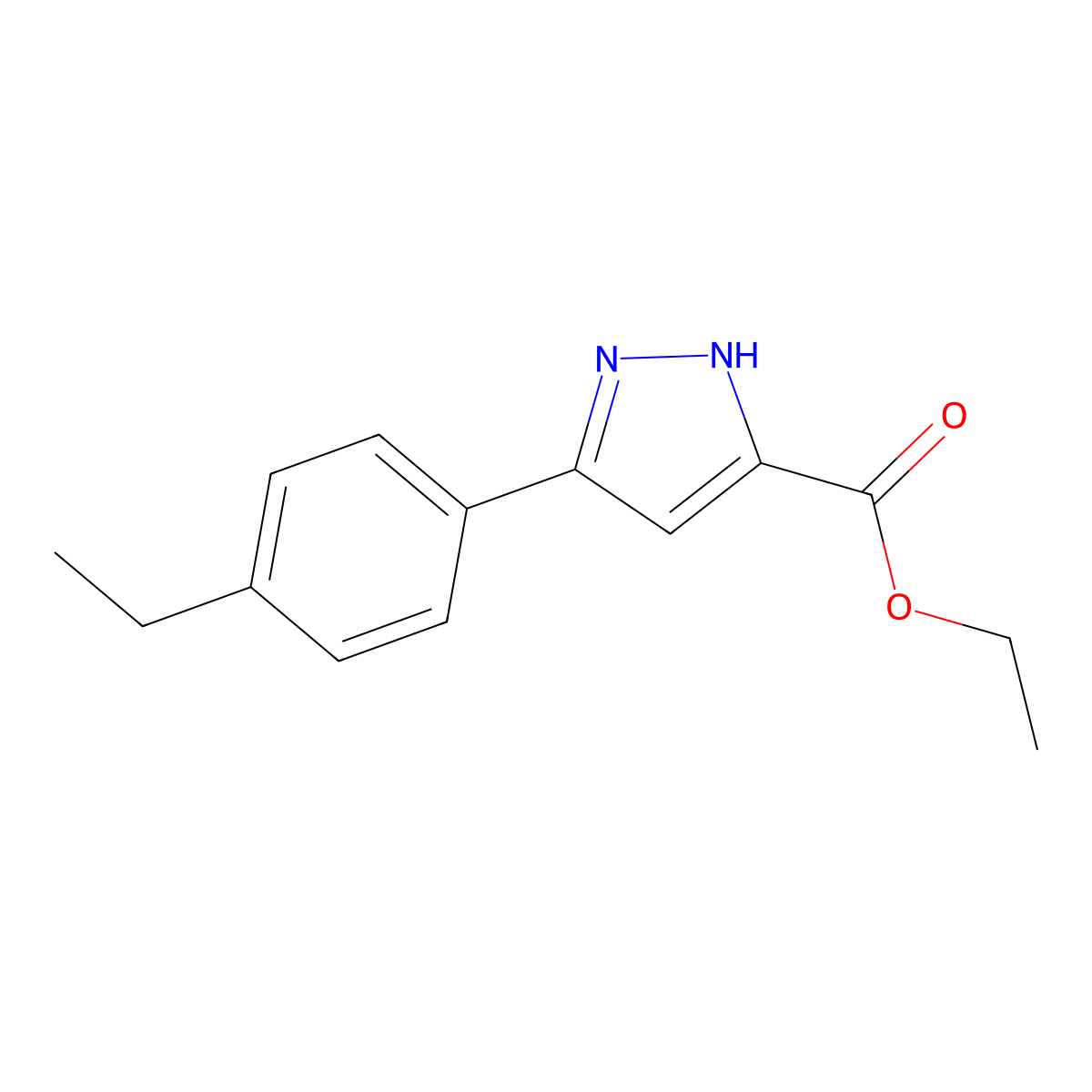 Ethyl 5-(4-ethylphenyl)-1H-pyrazole-3-carboxylate molecular structure, CAS 1326810-31-4