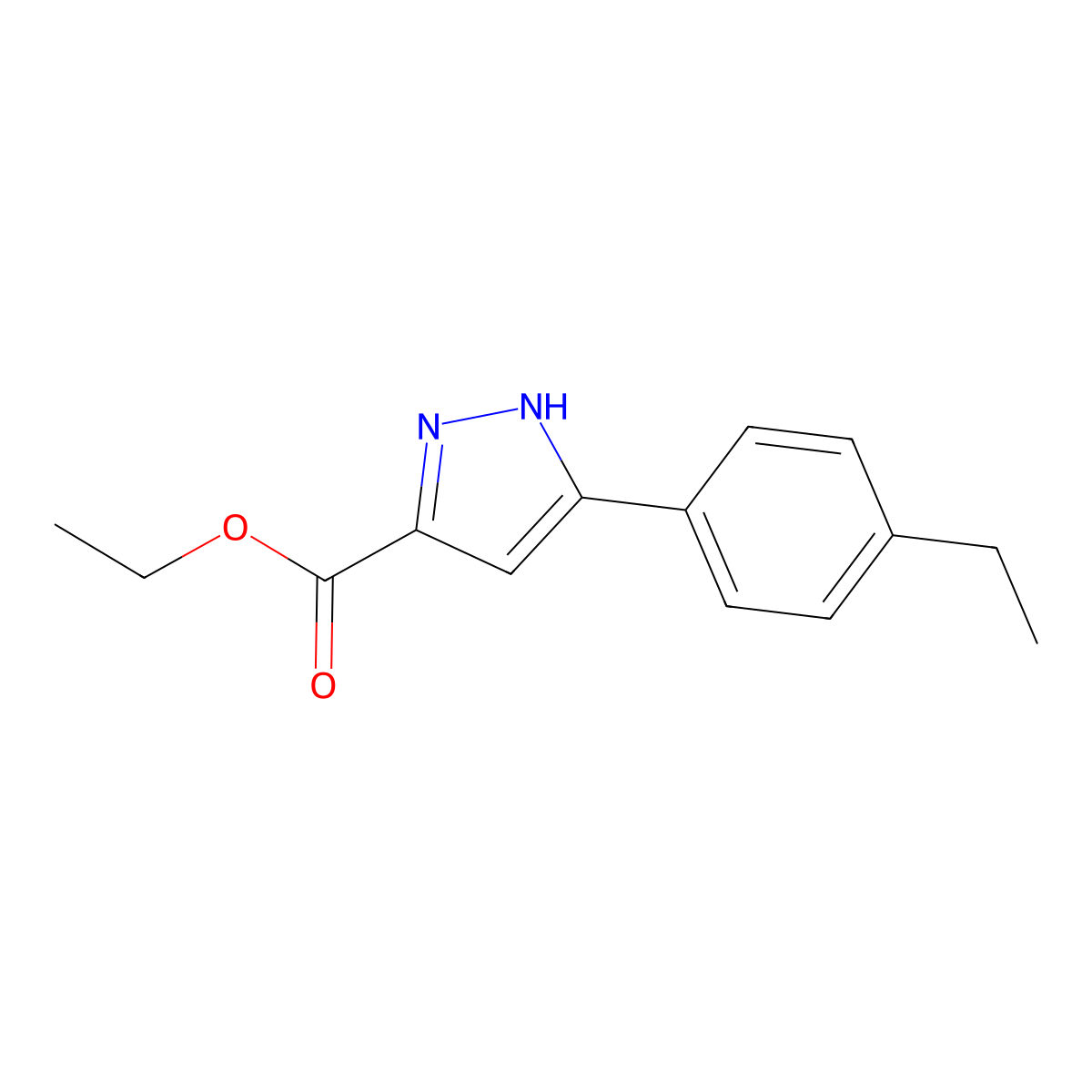 Ethyl 5-(4-ethylphenyl)-1H-pyrazole-3-carboxylate molecular structure, CAS 1326810-31-4