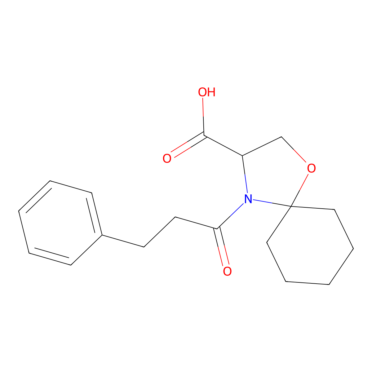 4-(3-Phenylpropanoyl)-1-oxa-4-azaspiro[4.5]decane-3-carboxylic acid molecular structure, CAS 1326810-32-5