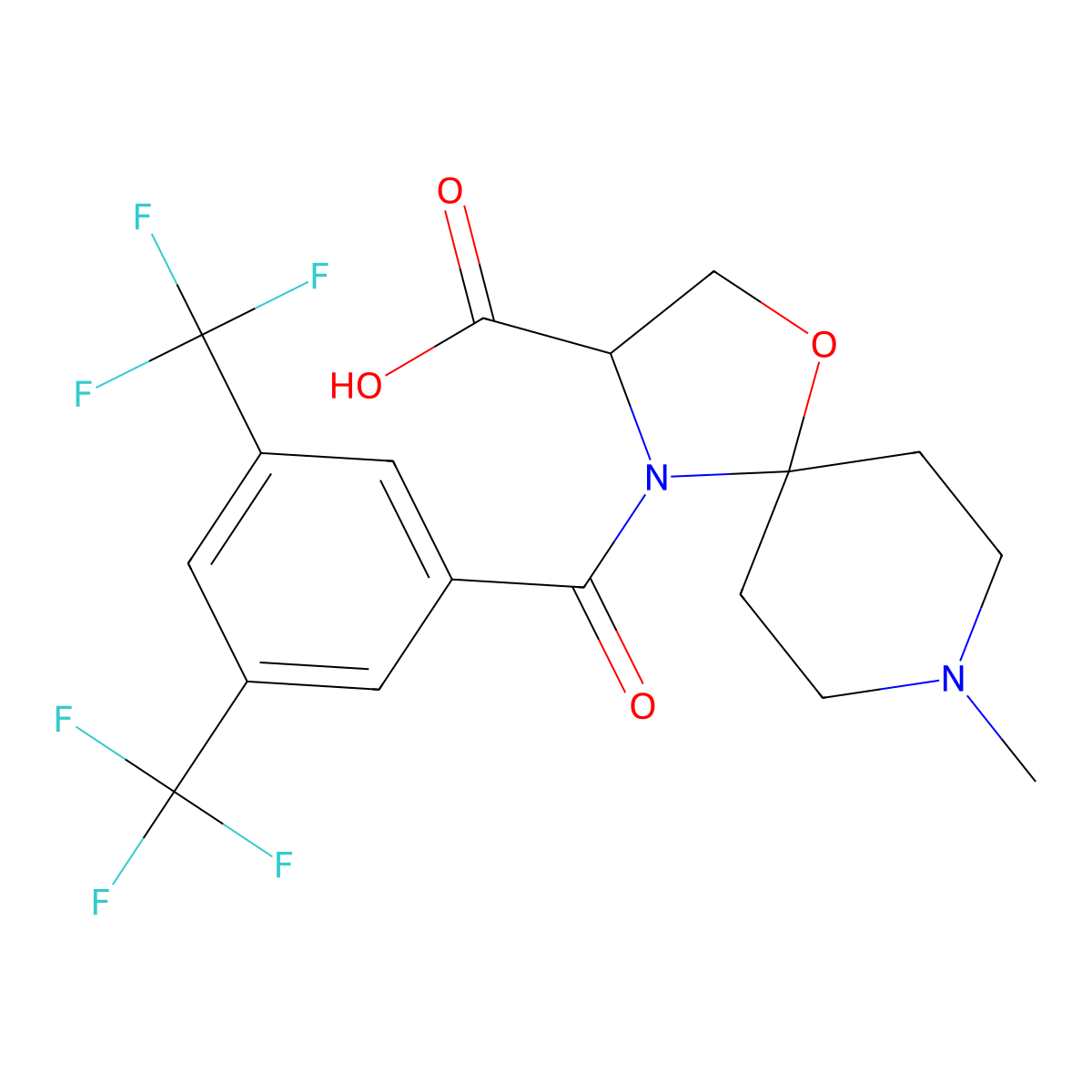 4-[3,5-Bis(trifluoromethyl)benzoyl]-8-methyl-1-oxa-4,8-diazaspiro[4.5]decane-3-carboxylic acid molecular structure, CAS 1326810-34-7
