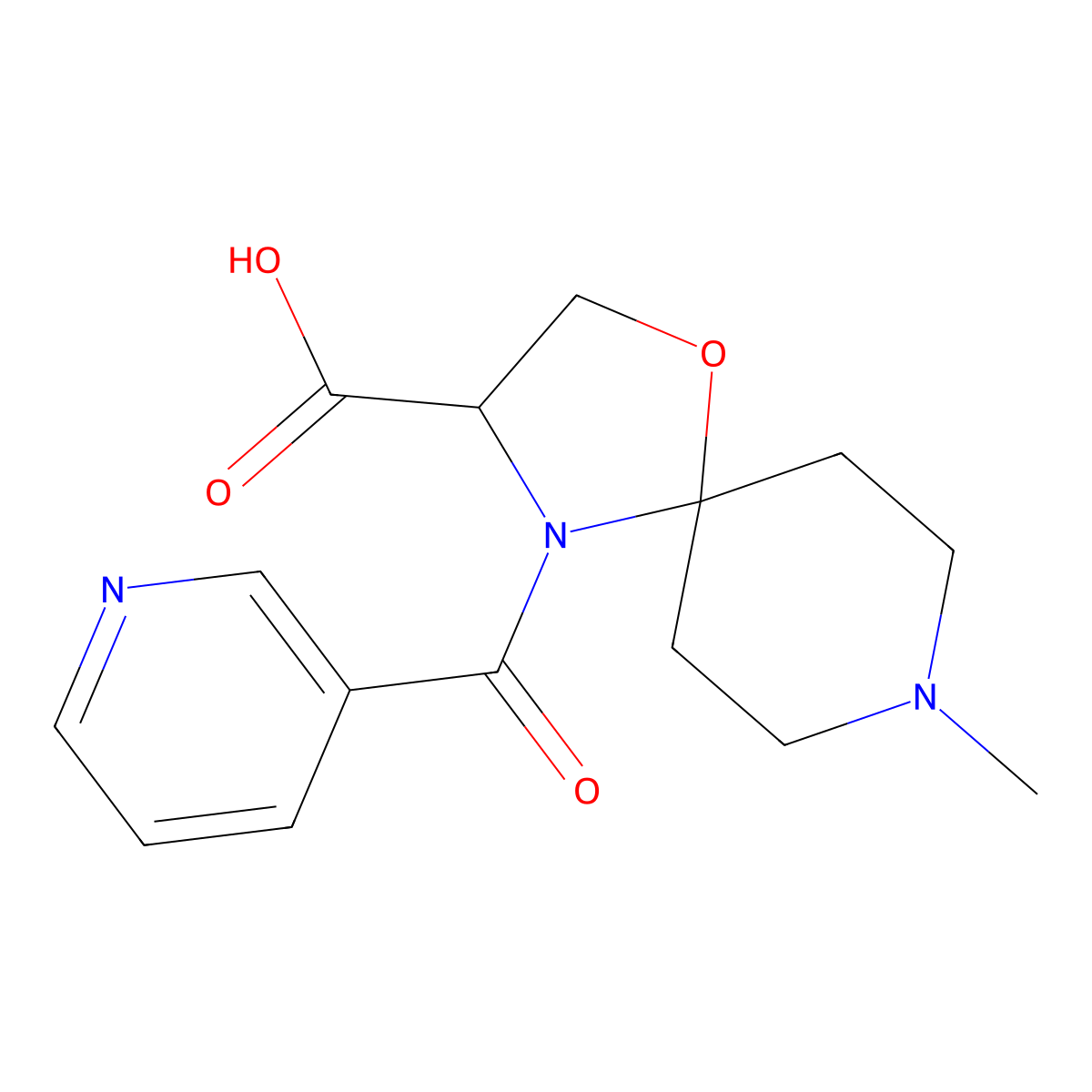 8-Methyl-4-(pyridine-3-carbonyl)-1-oxa-4,8-diazaspiro[4.5]decane-3-carboxylic acid molecular structure, CAS 1326810-39-2