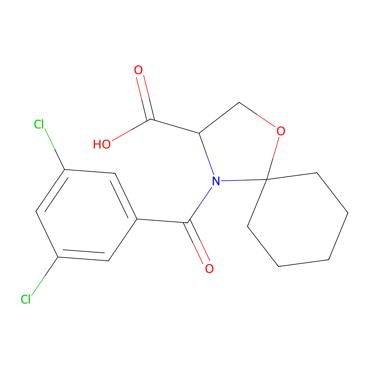 4-(3,5-Dichlorobenzoyl)-1-oxa-4-azaspiro[4.5]decane-3-carboxylic acid molecular structure, CAS 1326810-40-5
