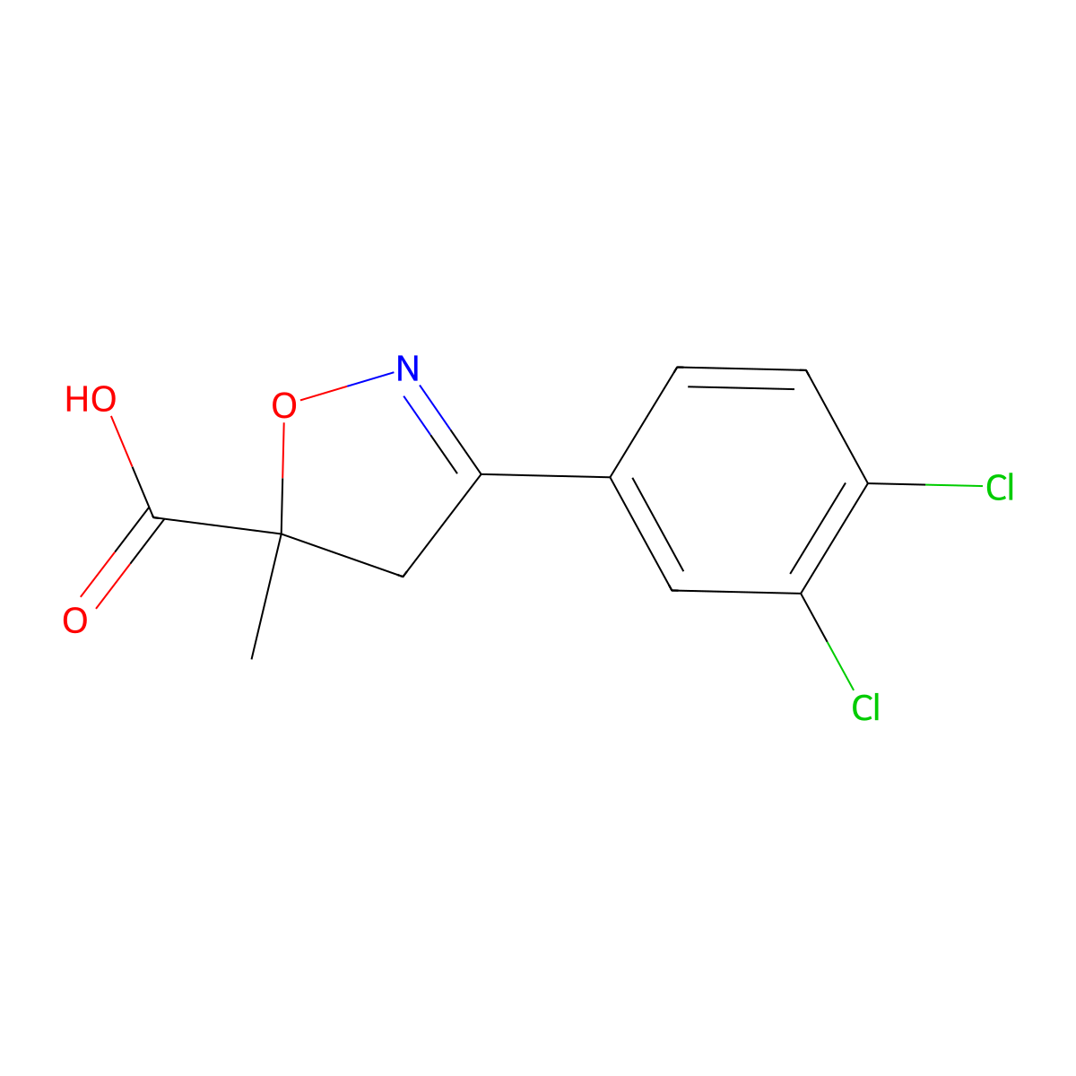 3-(3,4-Dichlorophenyl)-5-methyl-4,5-dihydro-1,2-oxazole-5-carboxylic acid molecular structure, CAS 1326810-45-0
