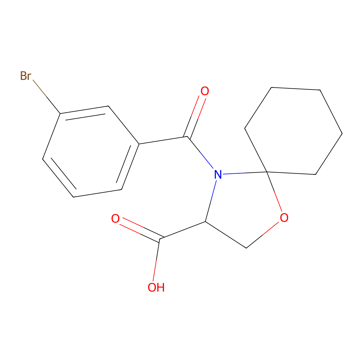 4-(3-Bromobenzoyl)-1-oxa-4-azaspiro[4.5]decane-3-carboxylic acid molecular structure, CAS 1326810-46-1